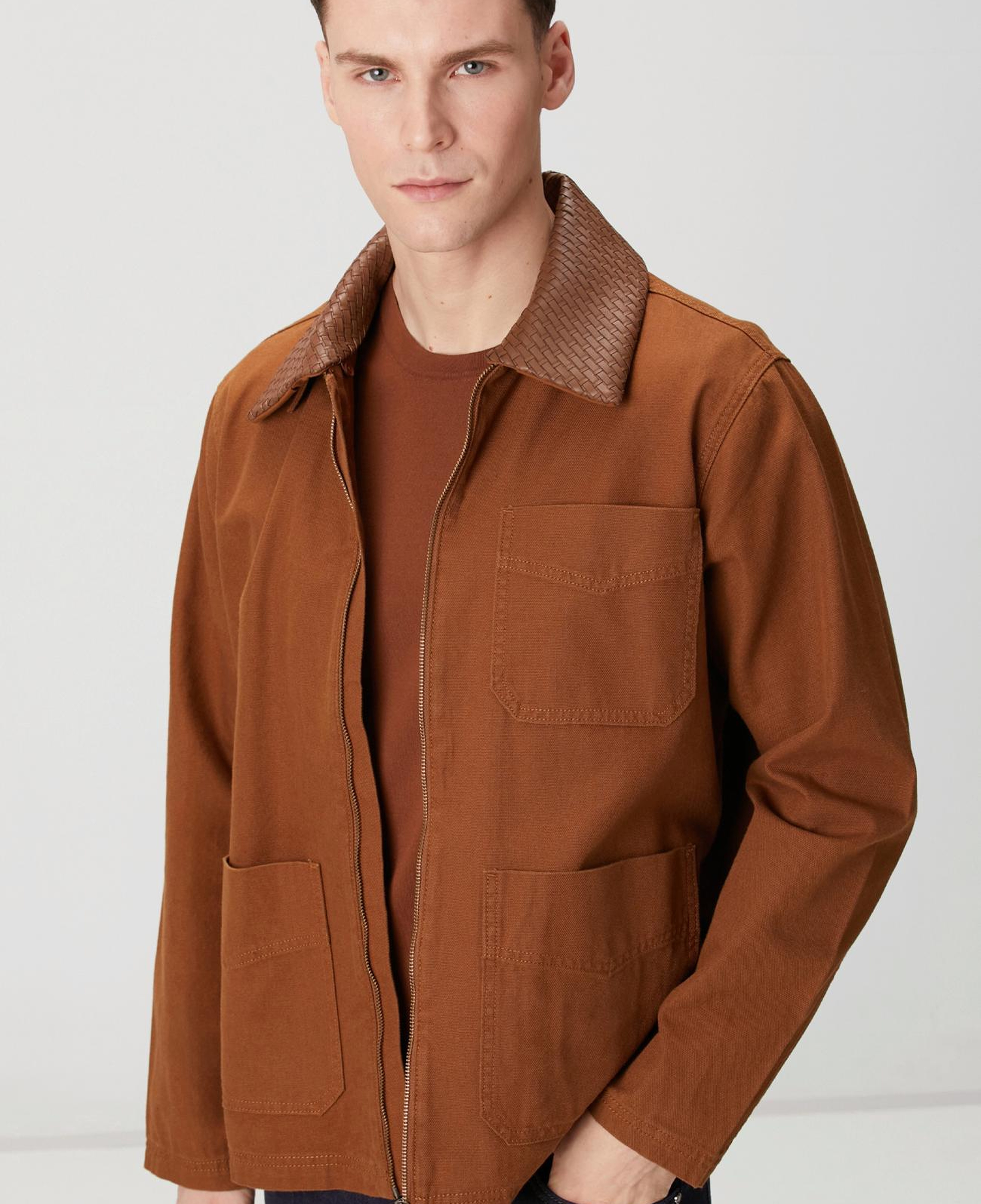 Network Erkek Camel Süet Detaylı Denim Ceket
