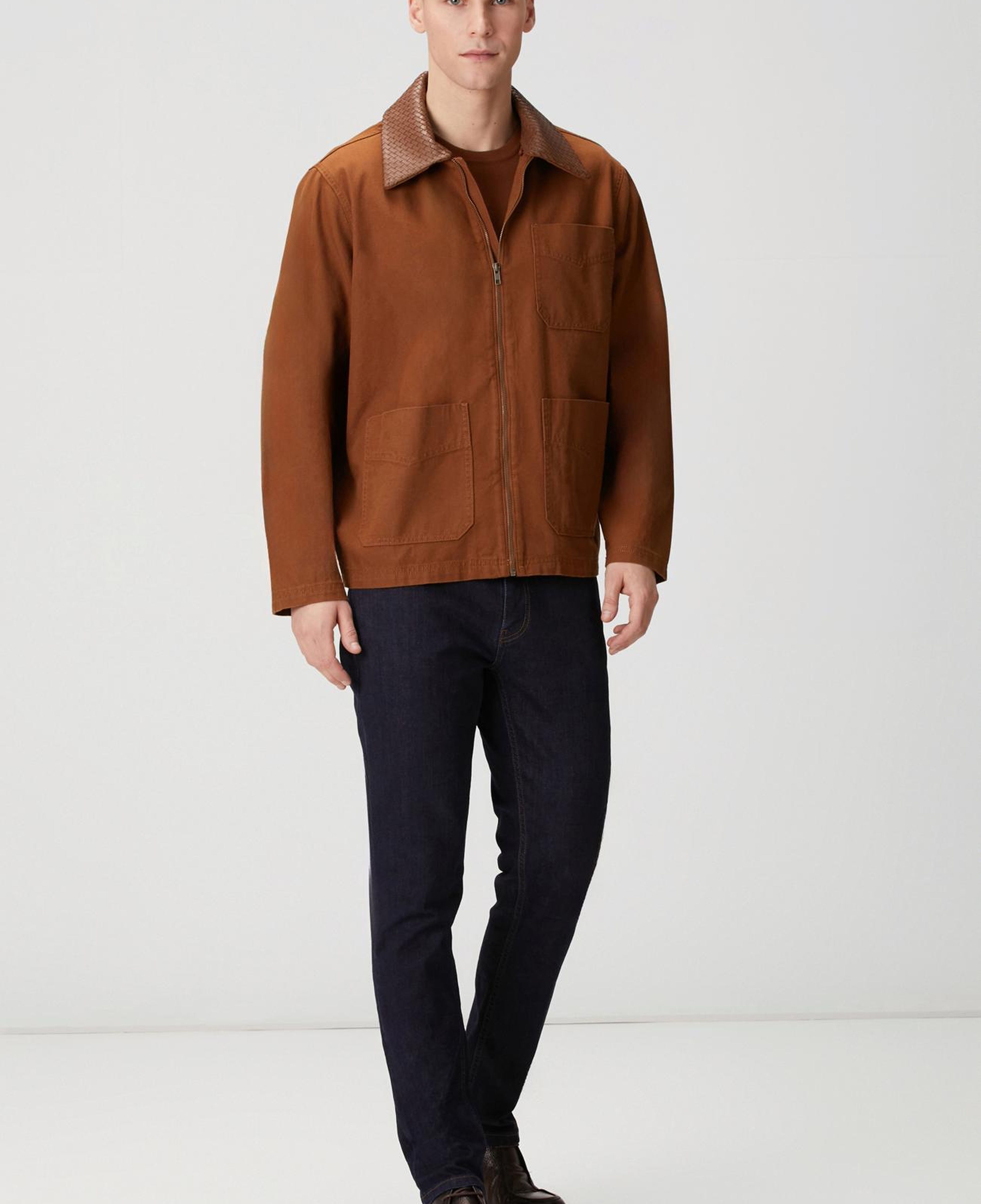 Network Erkek Camel Süet Detaylı Denim Ceket