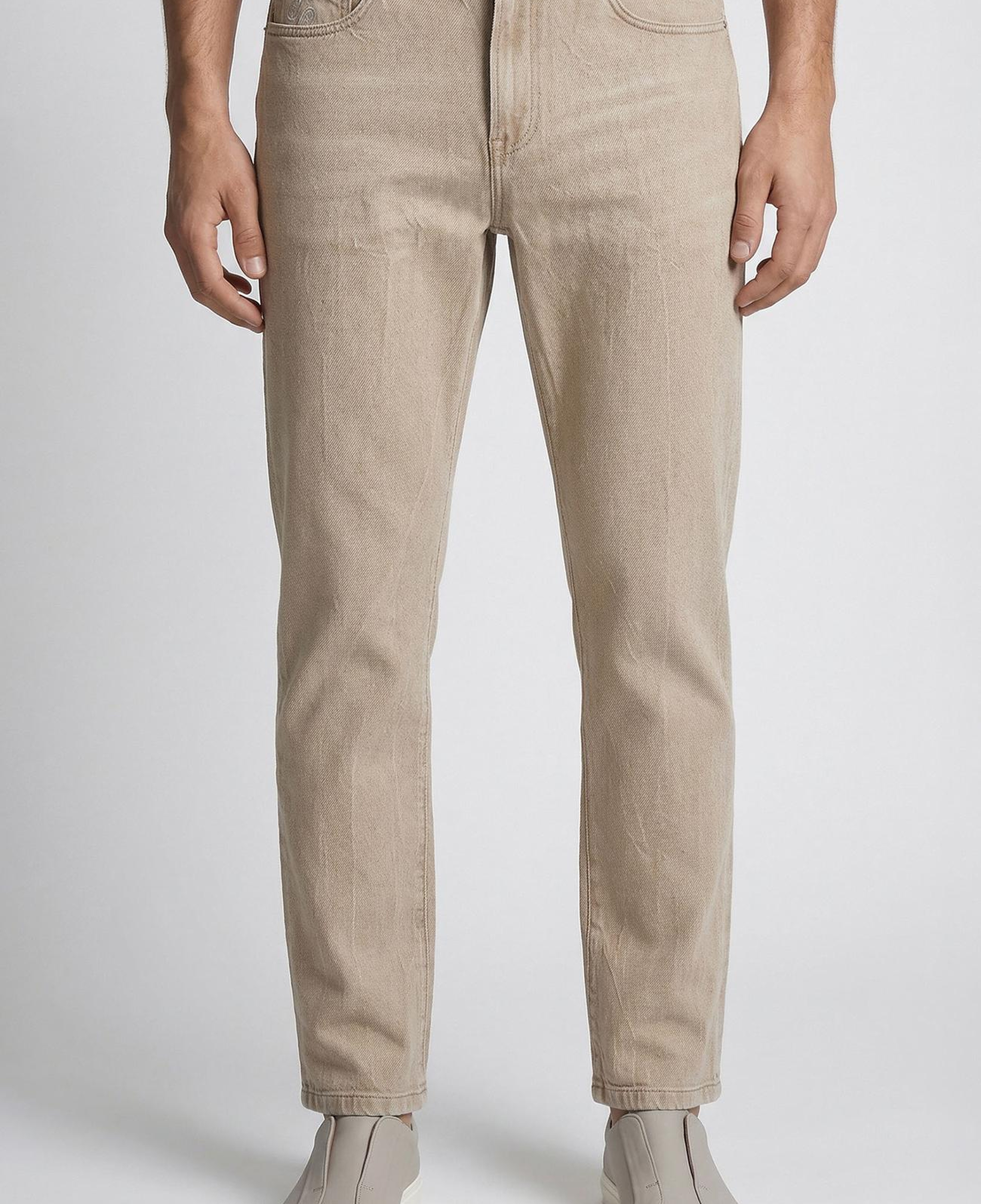 Network Erkek Bej Düz Paça Denim Pantolon