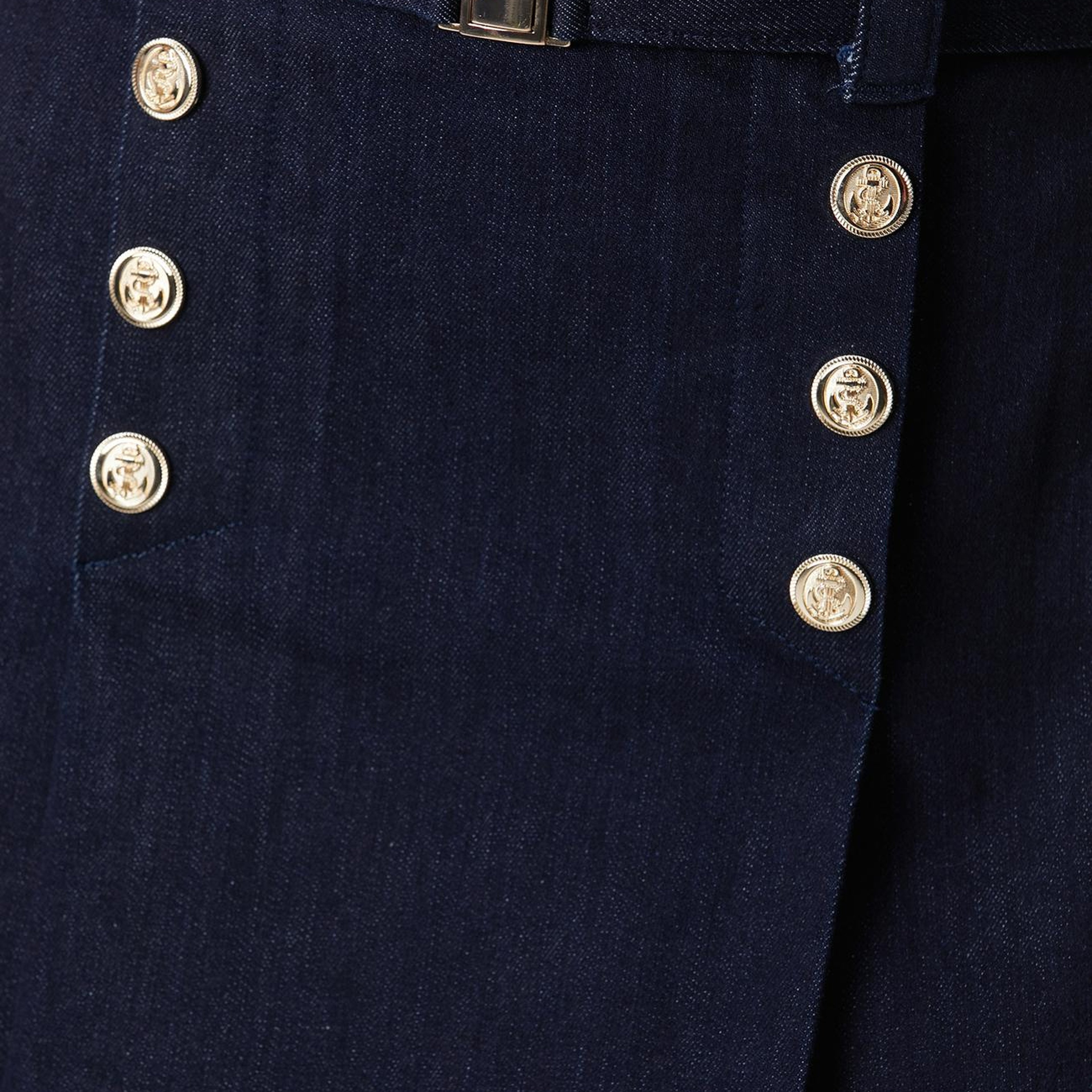 Network Kadın Koyu Indigo Mavi Kemer Detaylı Denim Etek