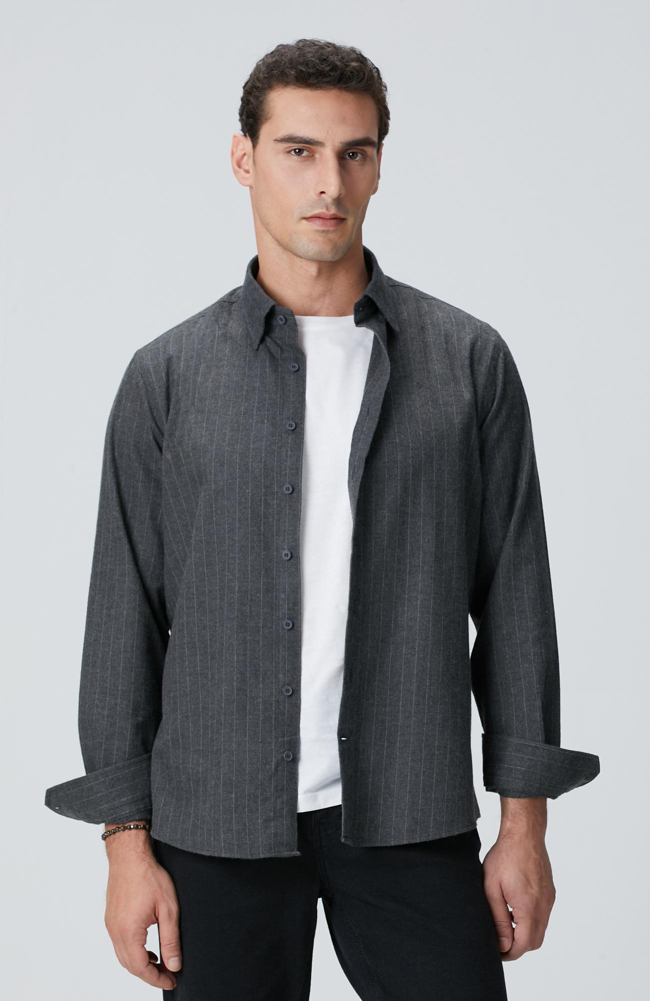 Network Erkek Antrasit Melanj Çizgili Gömlek