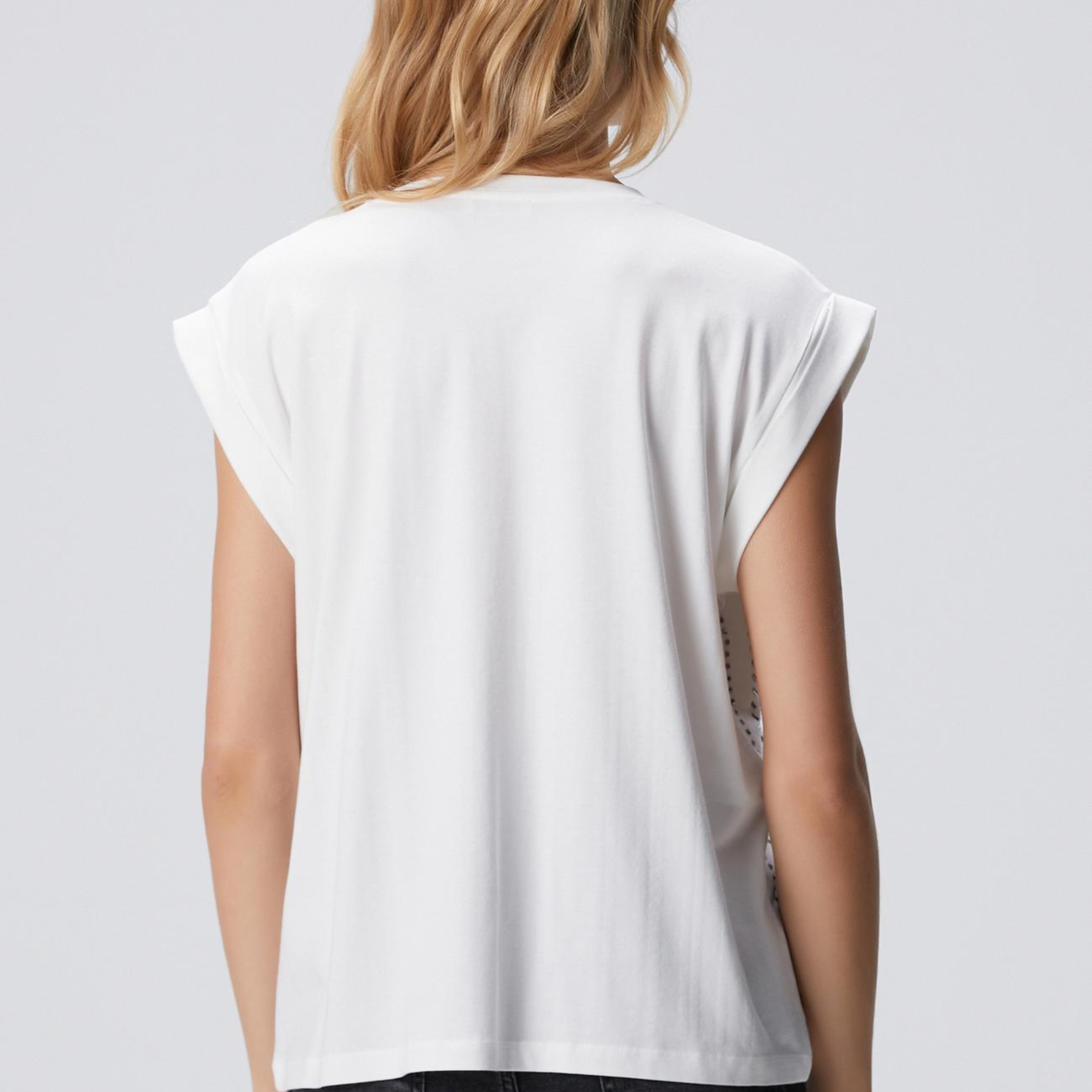 Network Kadın Kırık Beyaz Taş Baskılı T-Shirt