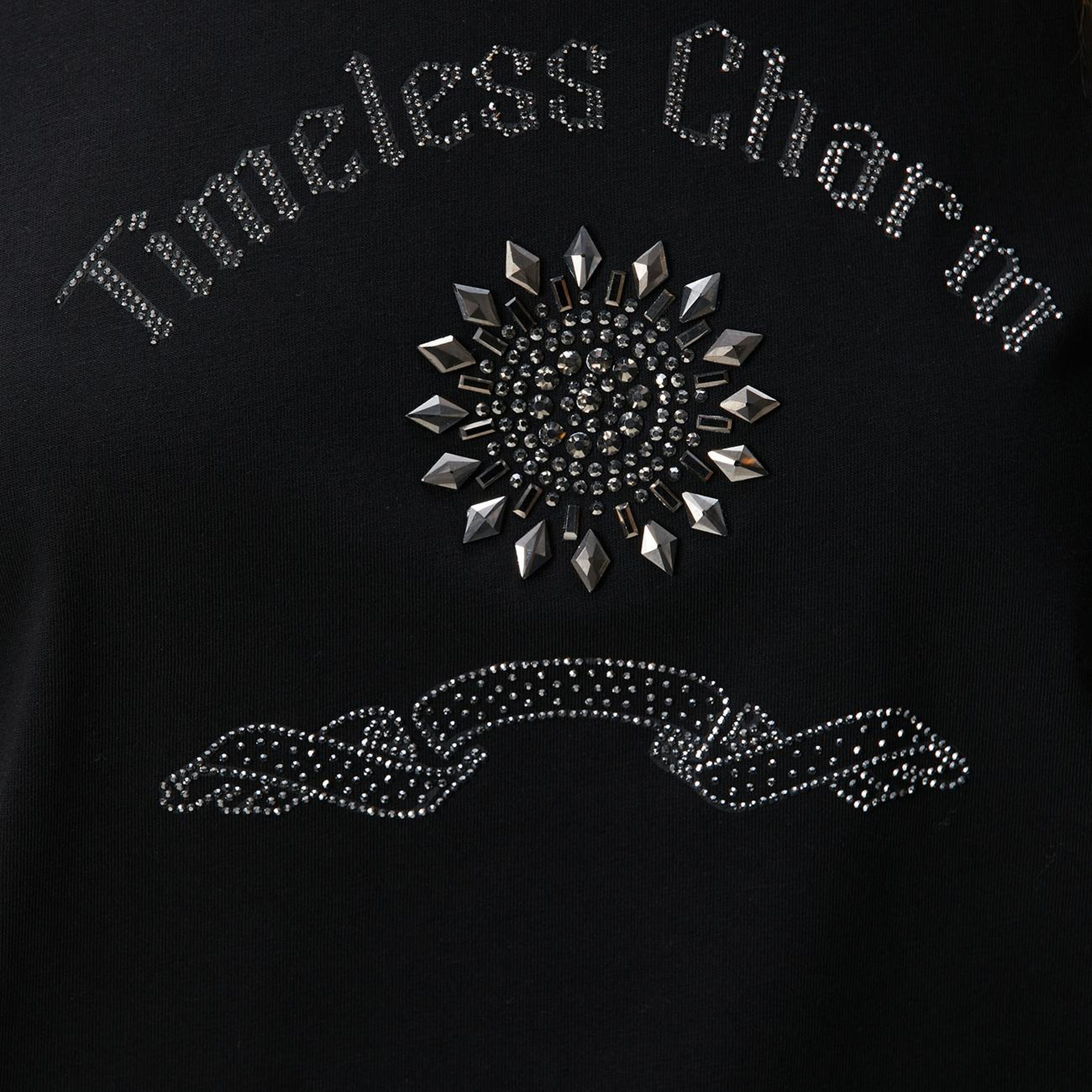 Network Kadın Siyah Taş İşlemeli T-Shirt