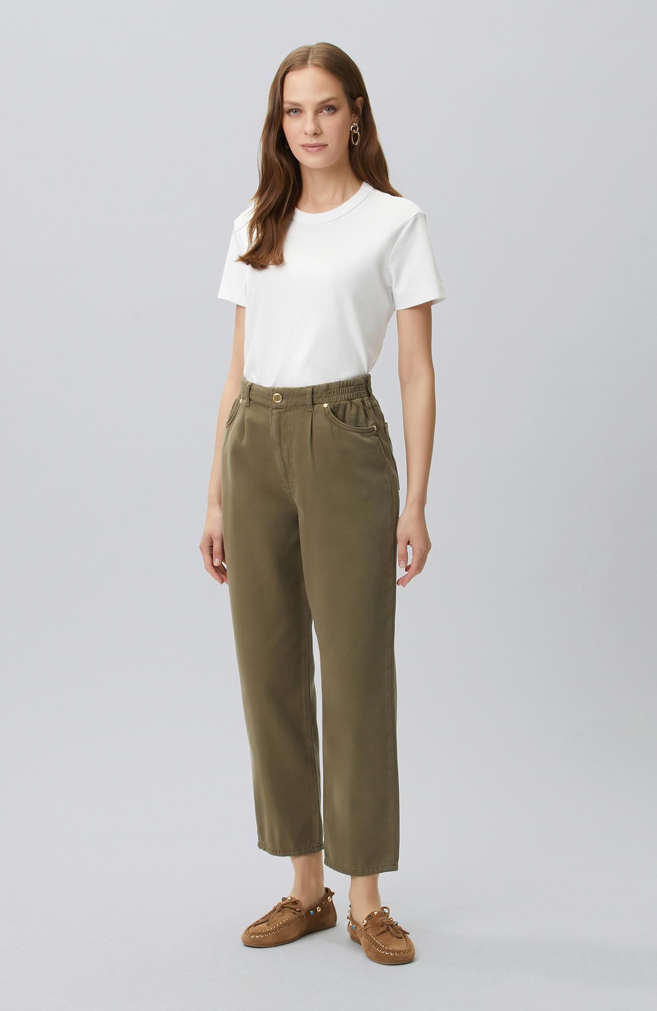 Network Kadın Haki Desenli Casual Pantolon