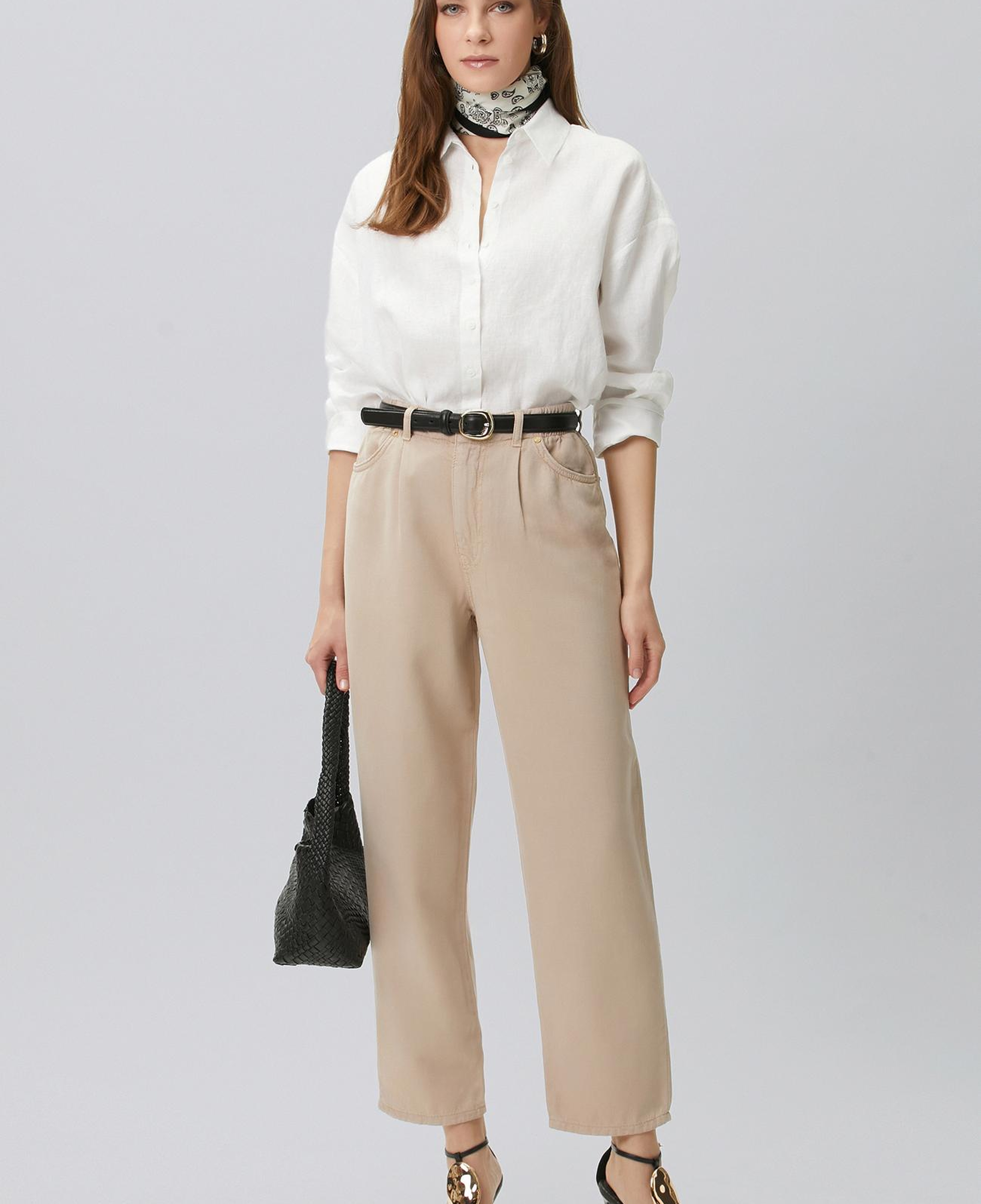 Network Kadın Vizon Diyagonal Desenli 5 Cepli Casual Pantolon