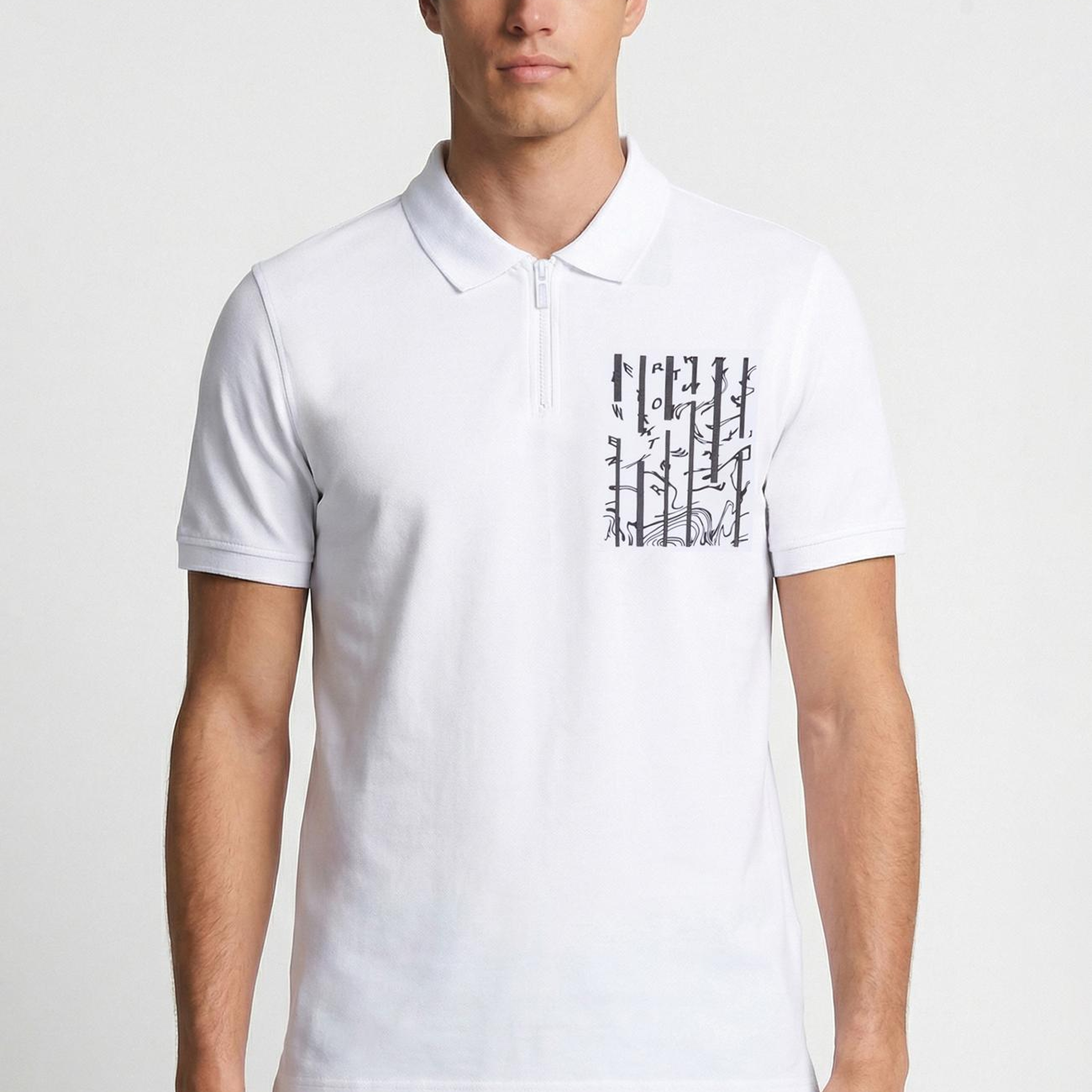 Network Erkek Beyaz Süs Cep Baskı Detaylı Pike T-shirt