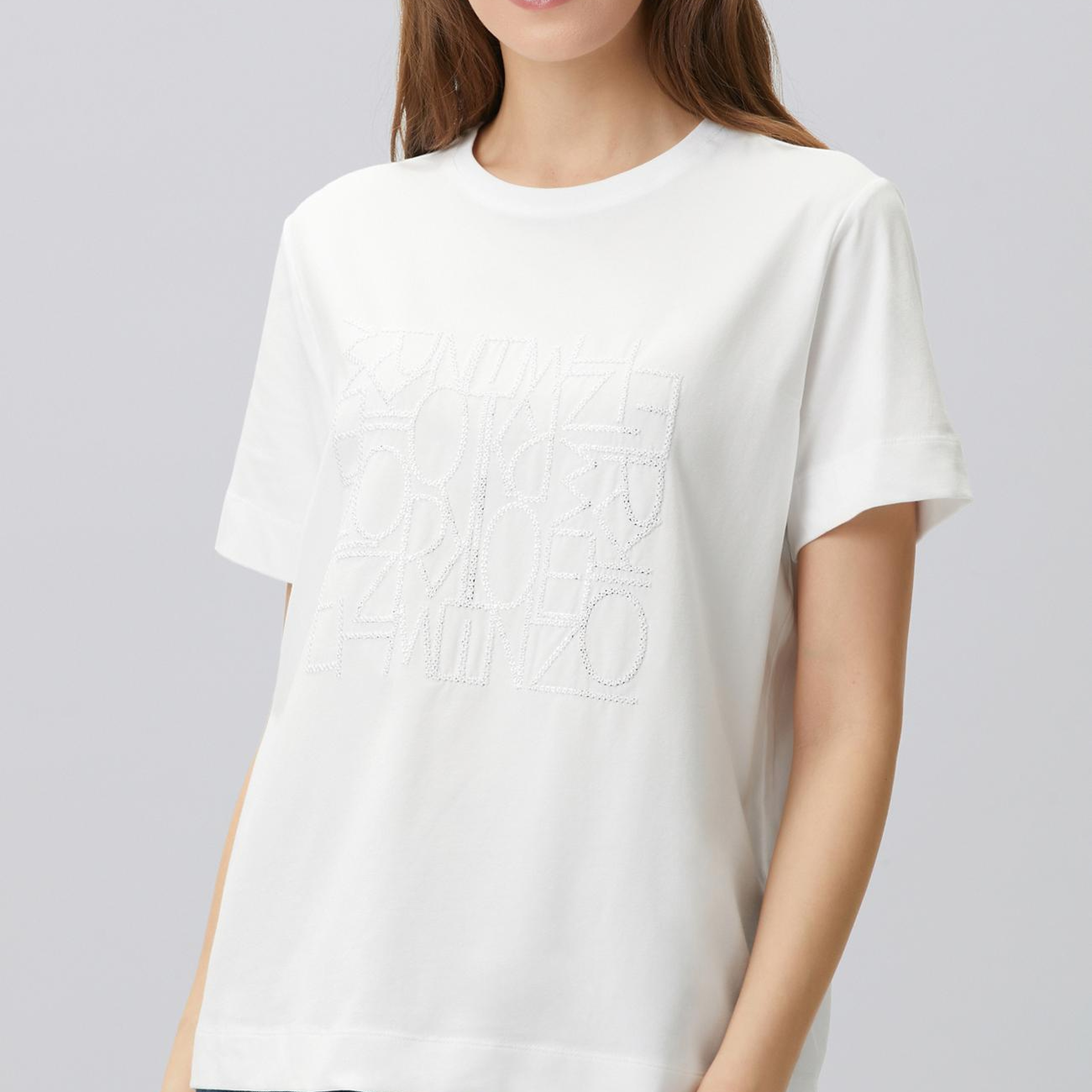 Network Kadın Beyaz Nakış Detaylı T-shirt