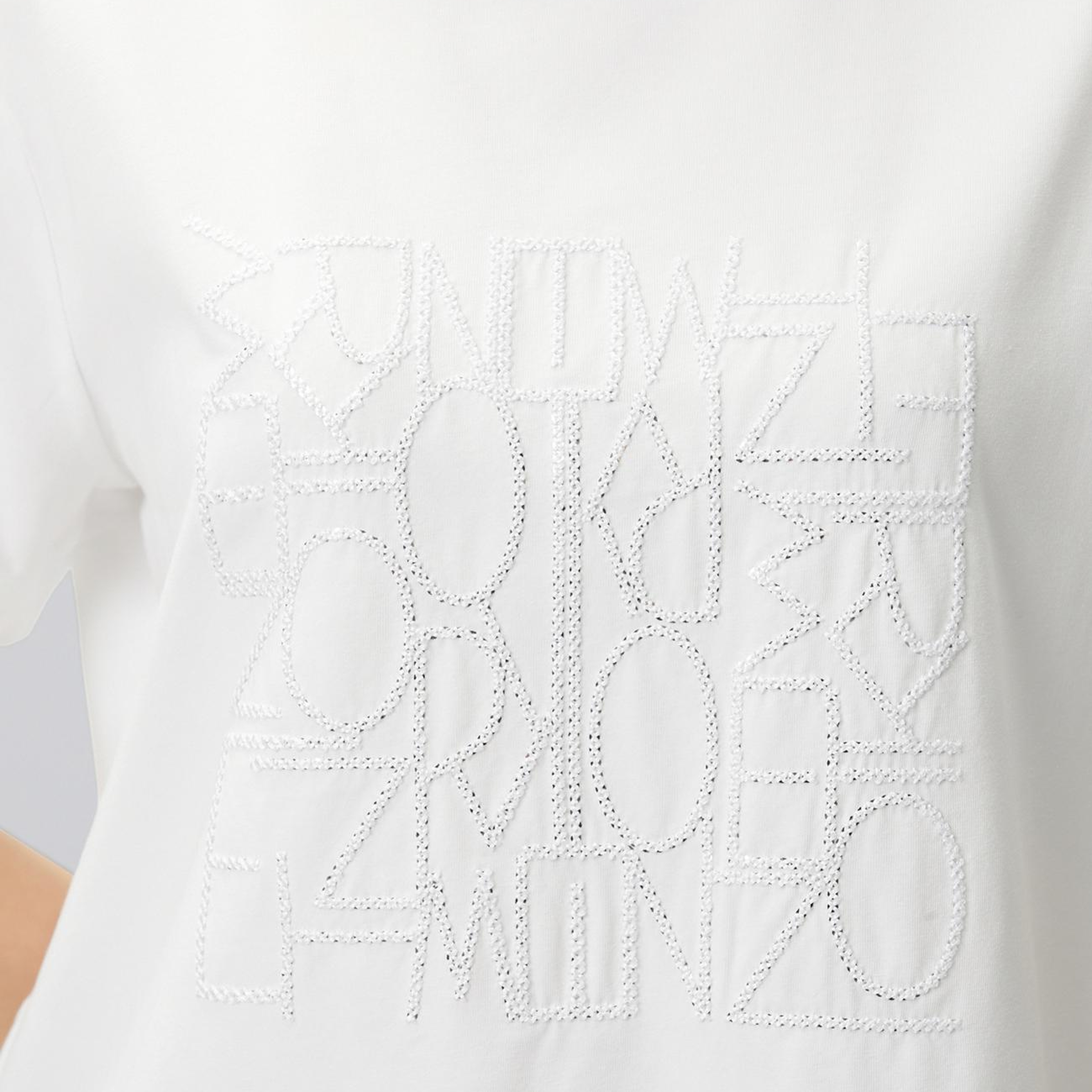 Network Kadın Beyaz Nakış Detaylı T-shirt