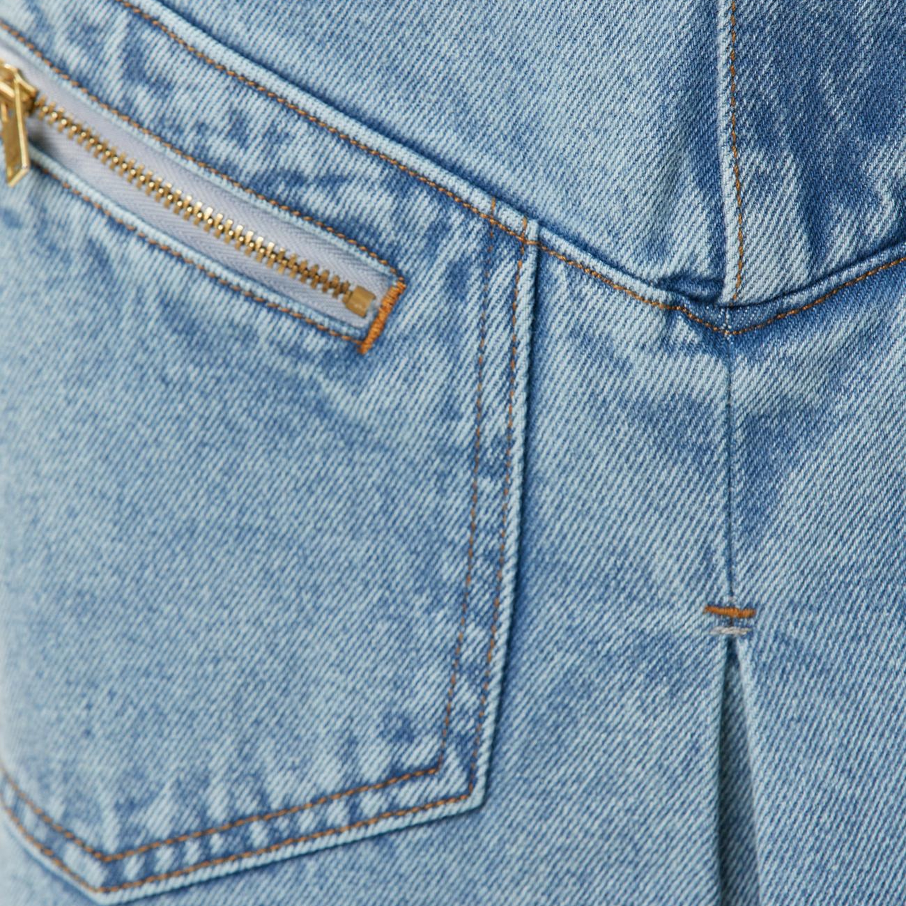 Network Kadın Açık Indigo Mavi Pile Detaylı Denim Etek