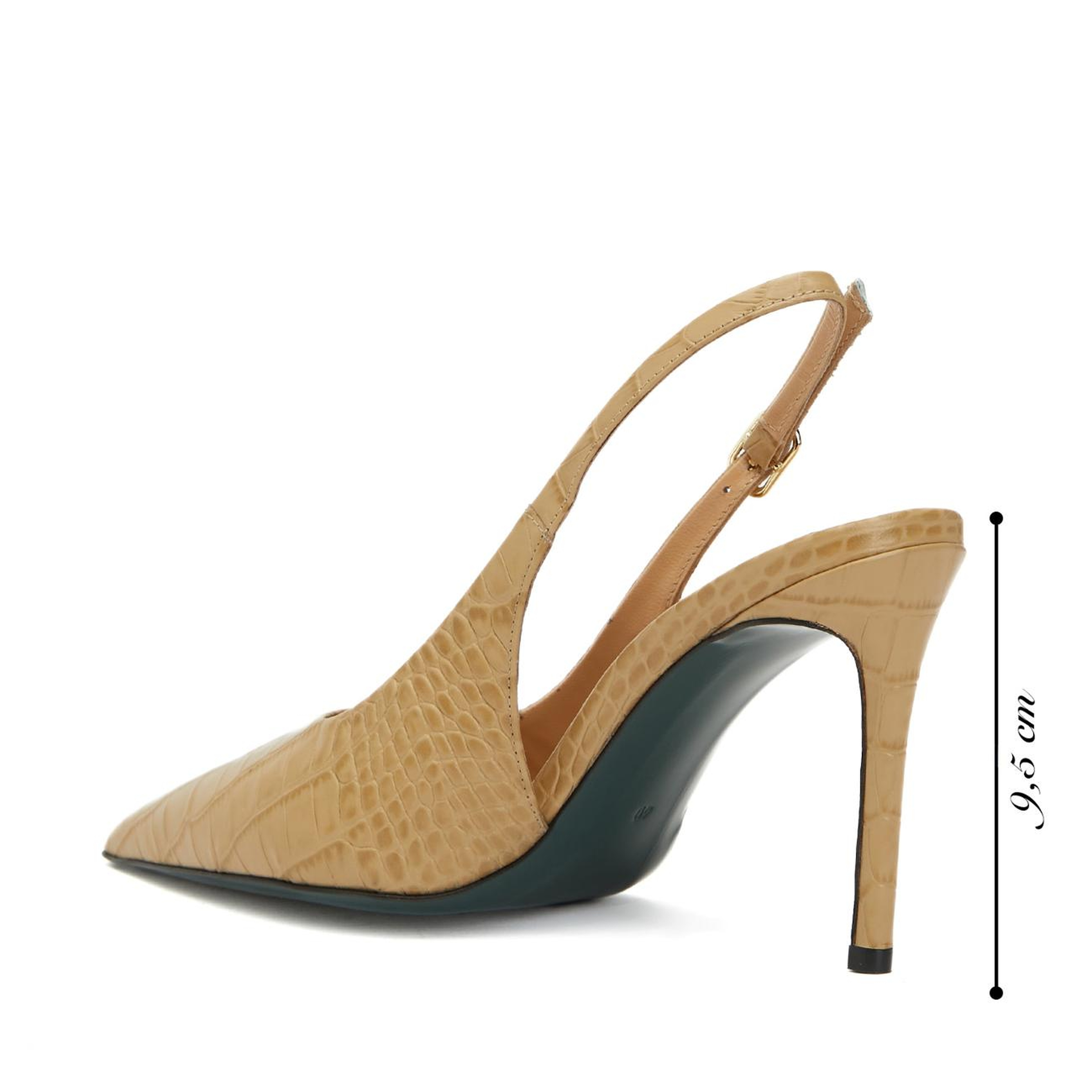 Gh For Nw Kadın Bej Kroko Desenli Deri Stiletto