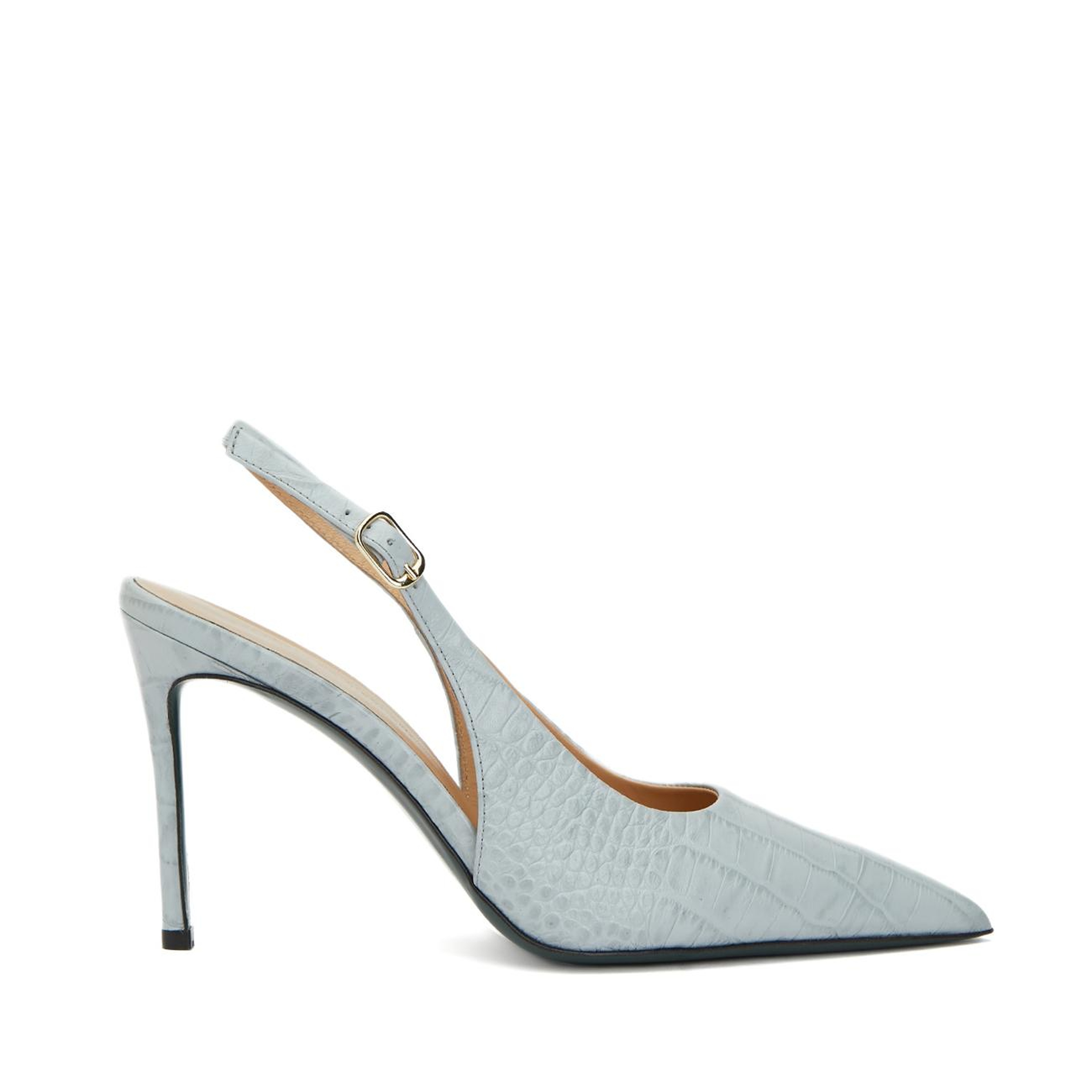 Gh For Nw Kadın Açık Mavi Kroko Desenli Deri Stiletto
