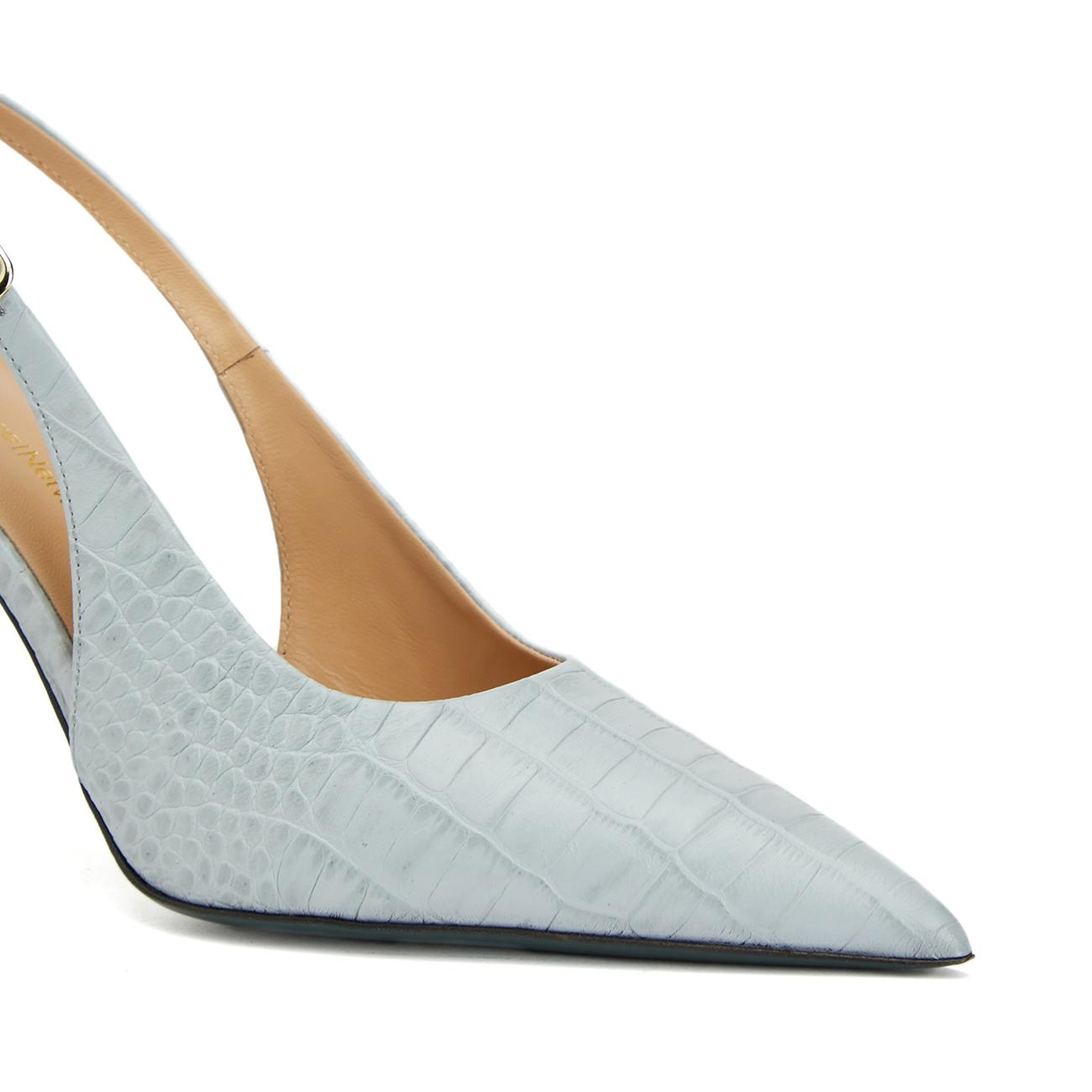 Gh For Nw Kadın Açık Mavi Kroko Desenli Deri Stiletto