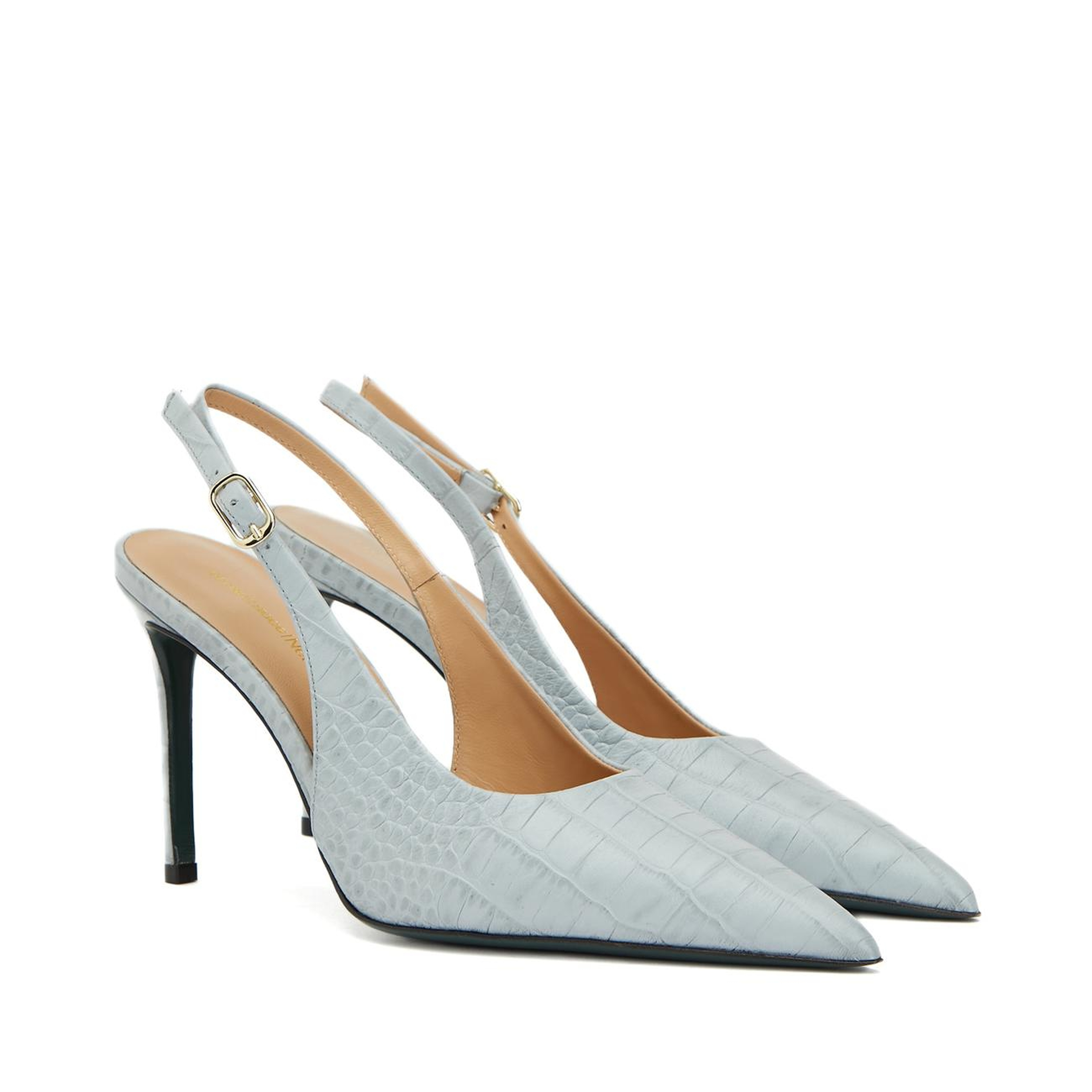 Gh For Nw Kadın Açık Mavi Kroko Desenli Deri Stiletto
