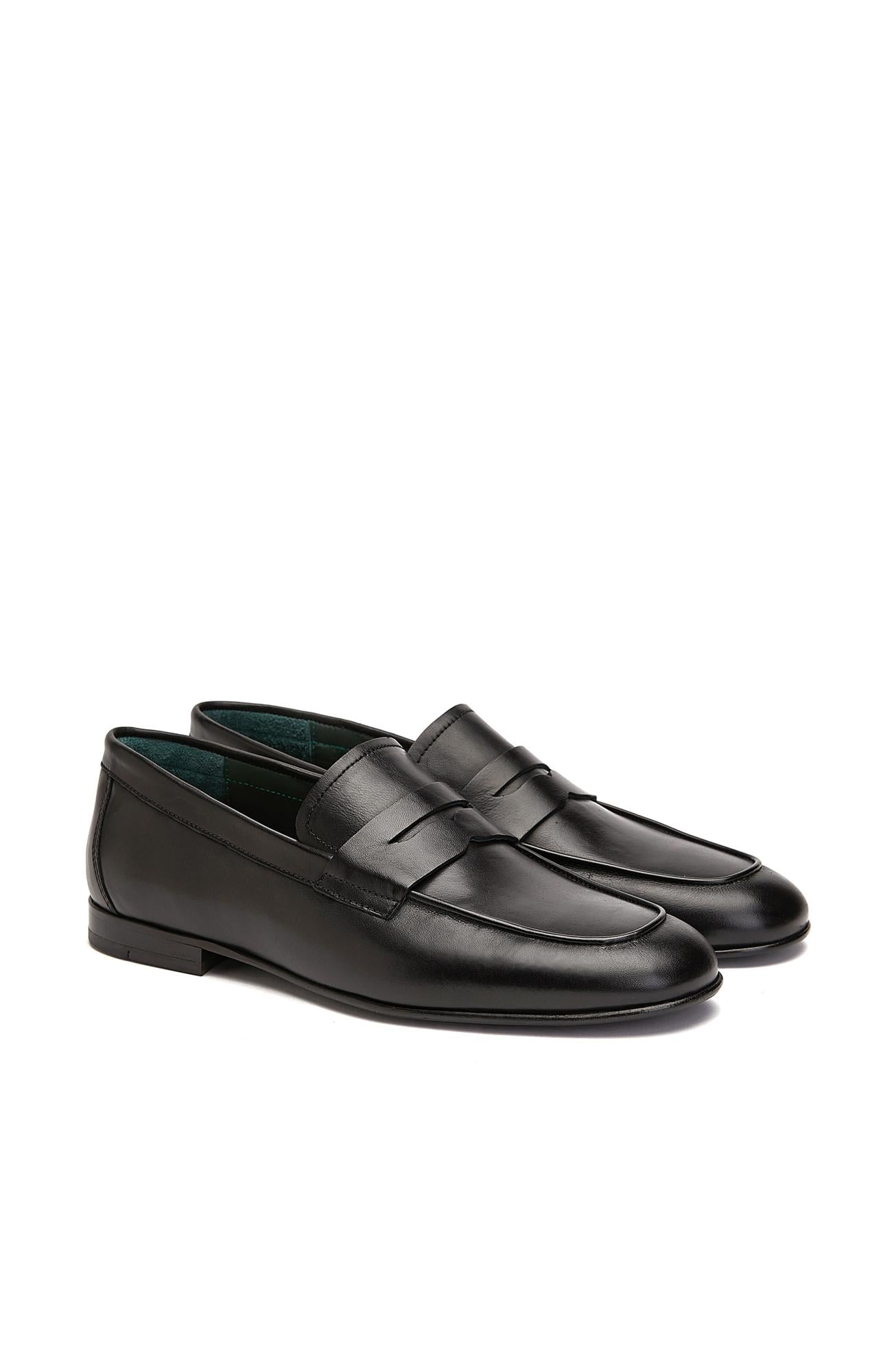 Gh For Nw Erkek Siyah Deri Klasik Loafer
