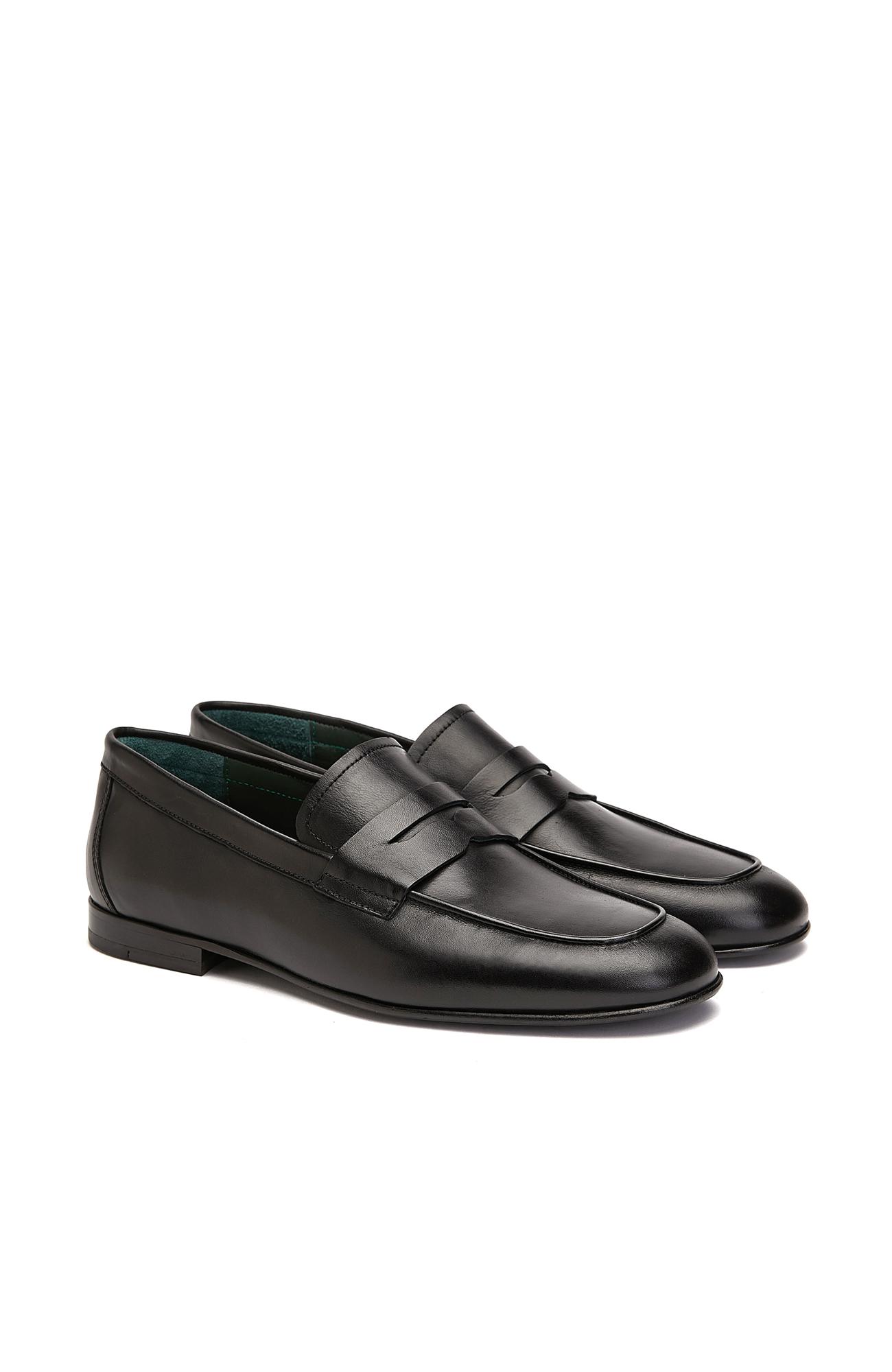 Gh For Nw Erkek Siyah Deri Klasik Loafer