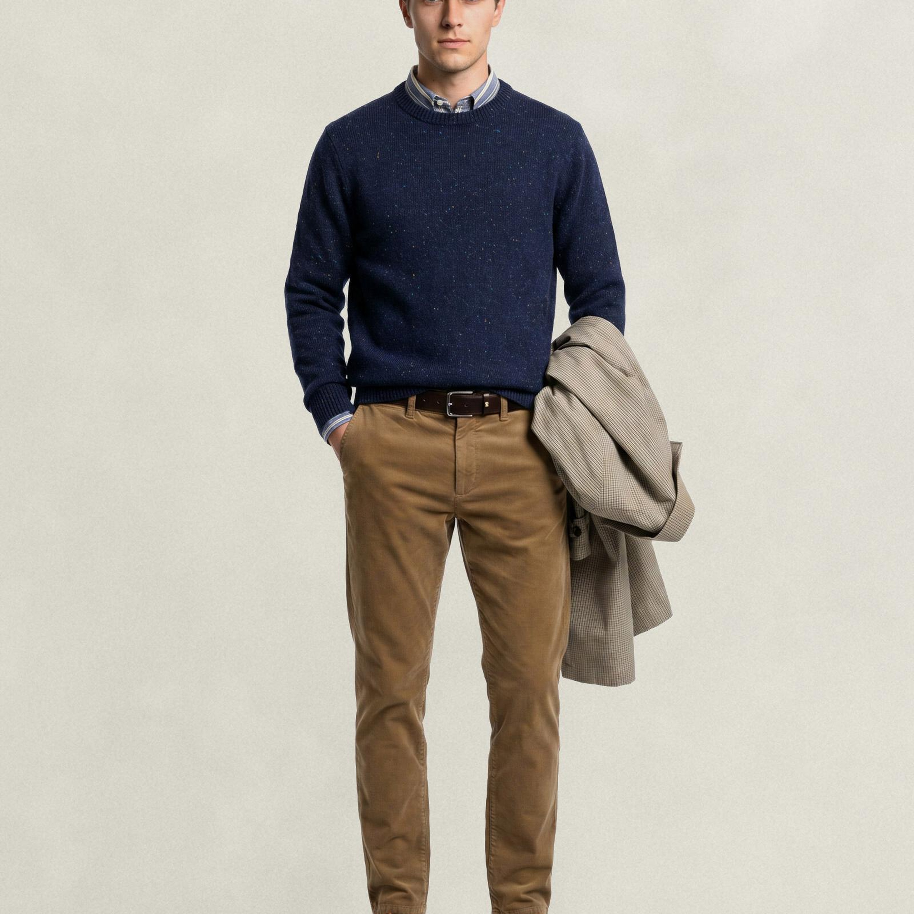 GANT Erkek Lacivert Regular Fit Bisiklet Yaka Kazak