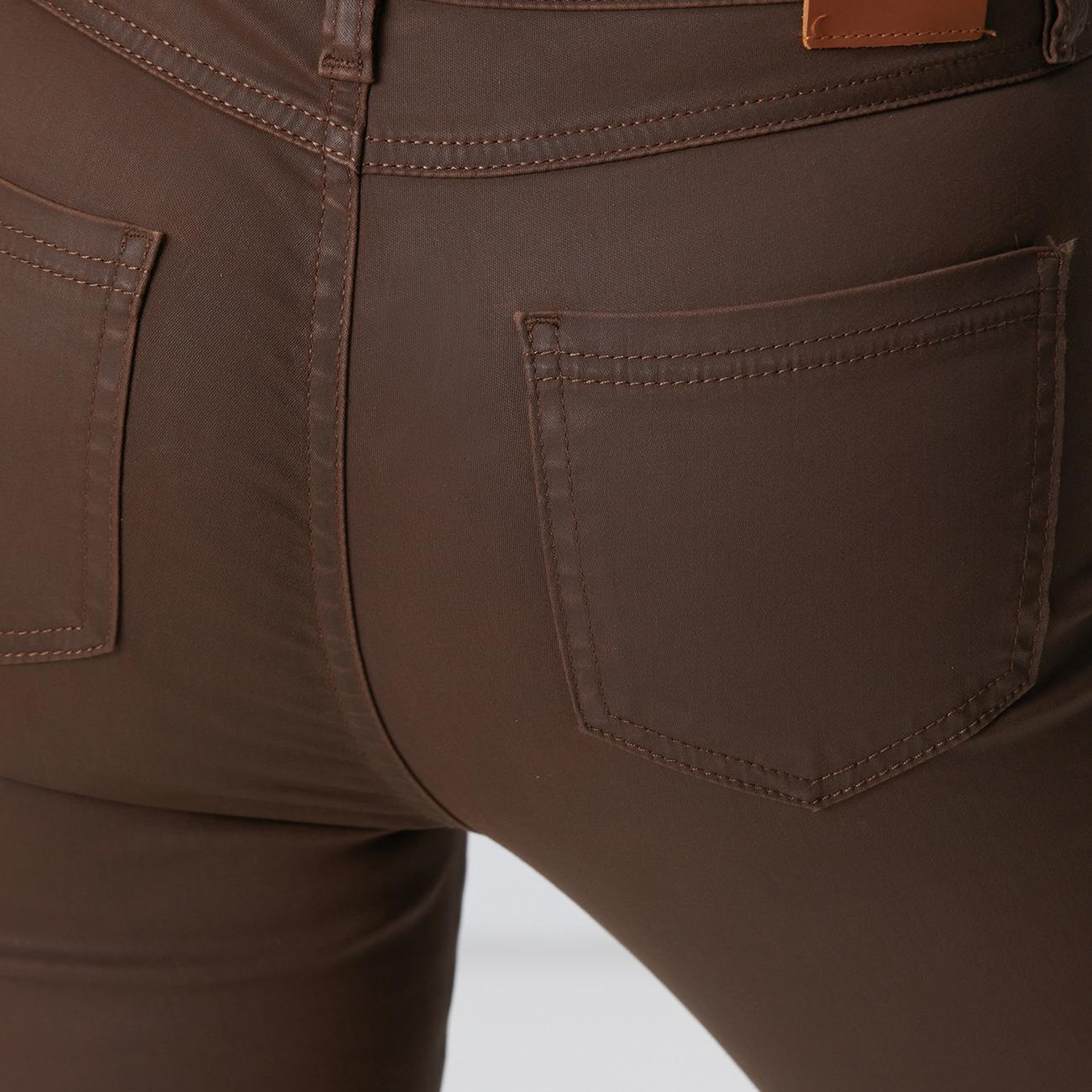 Network Kadın Açık Kahverengi Kaplamalı Skinny Denim Pantolon