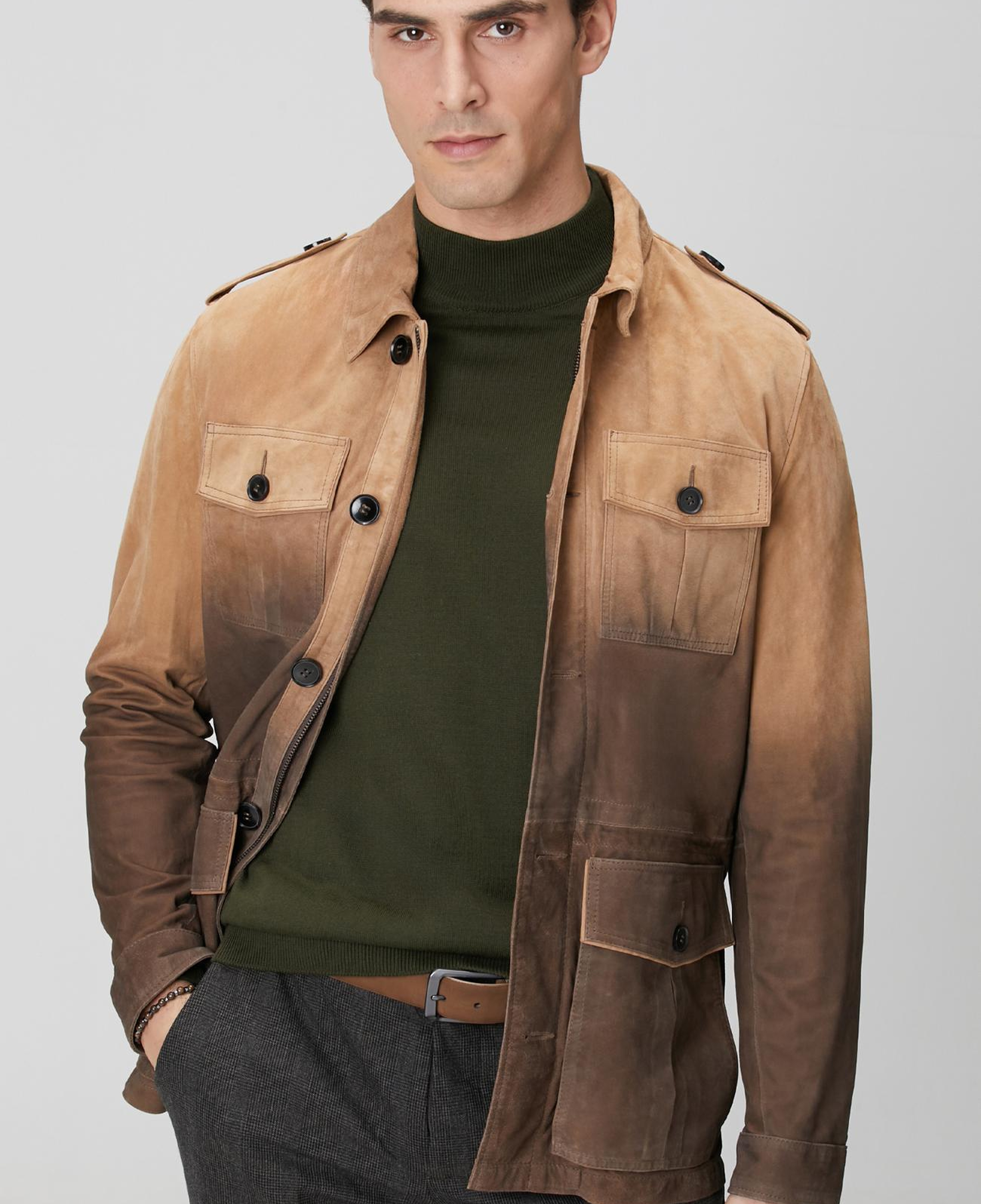Network Erkek Camel Deri Coat Ceket