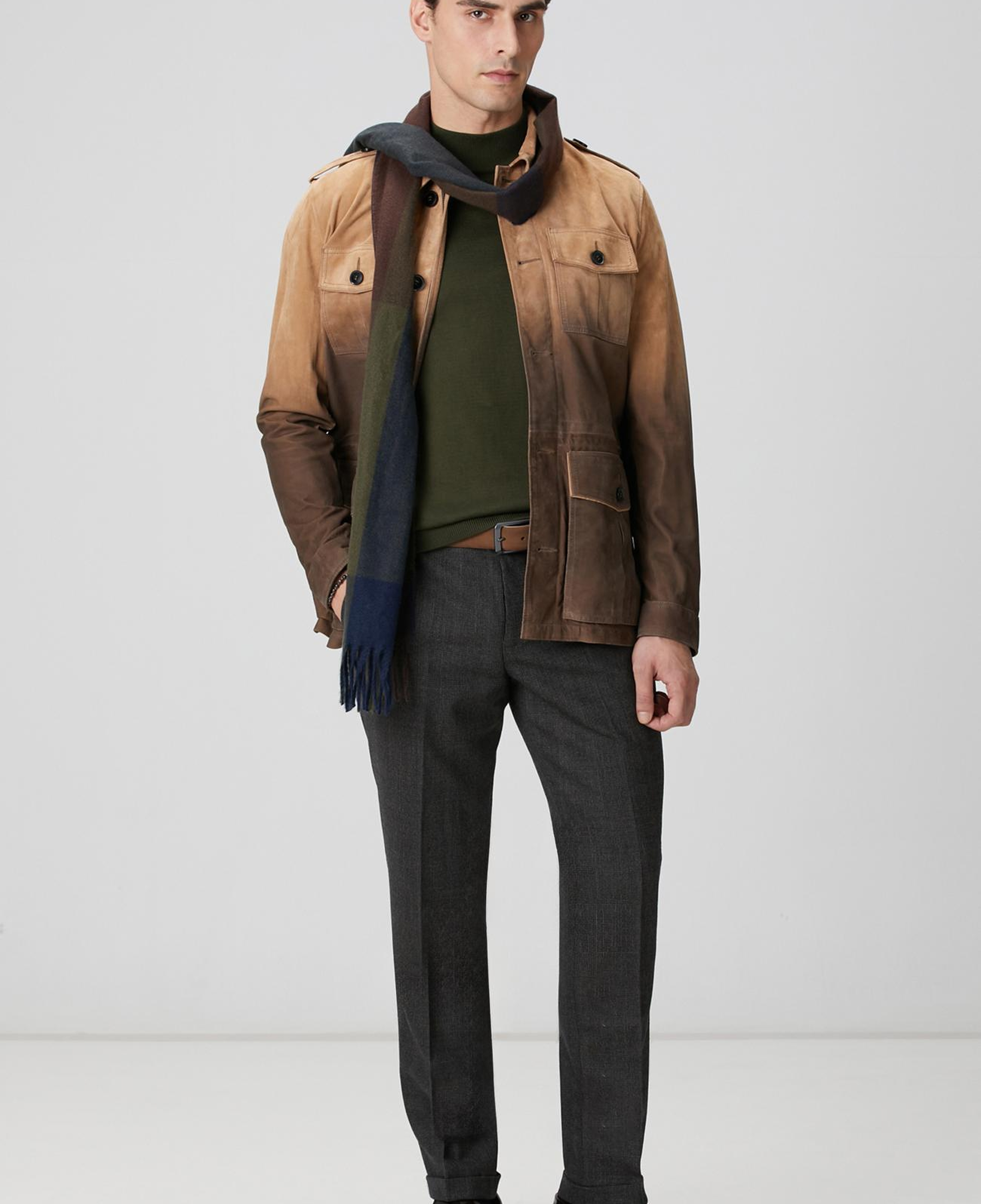 Network Erkek Camel Deri Coat Ceket