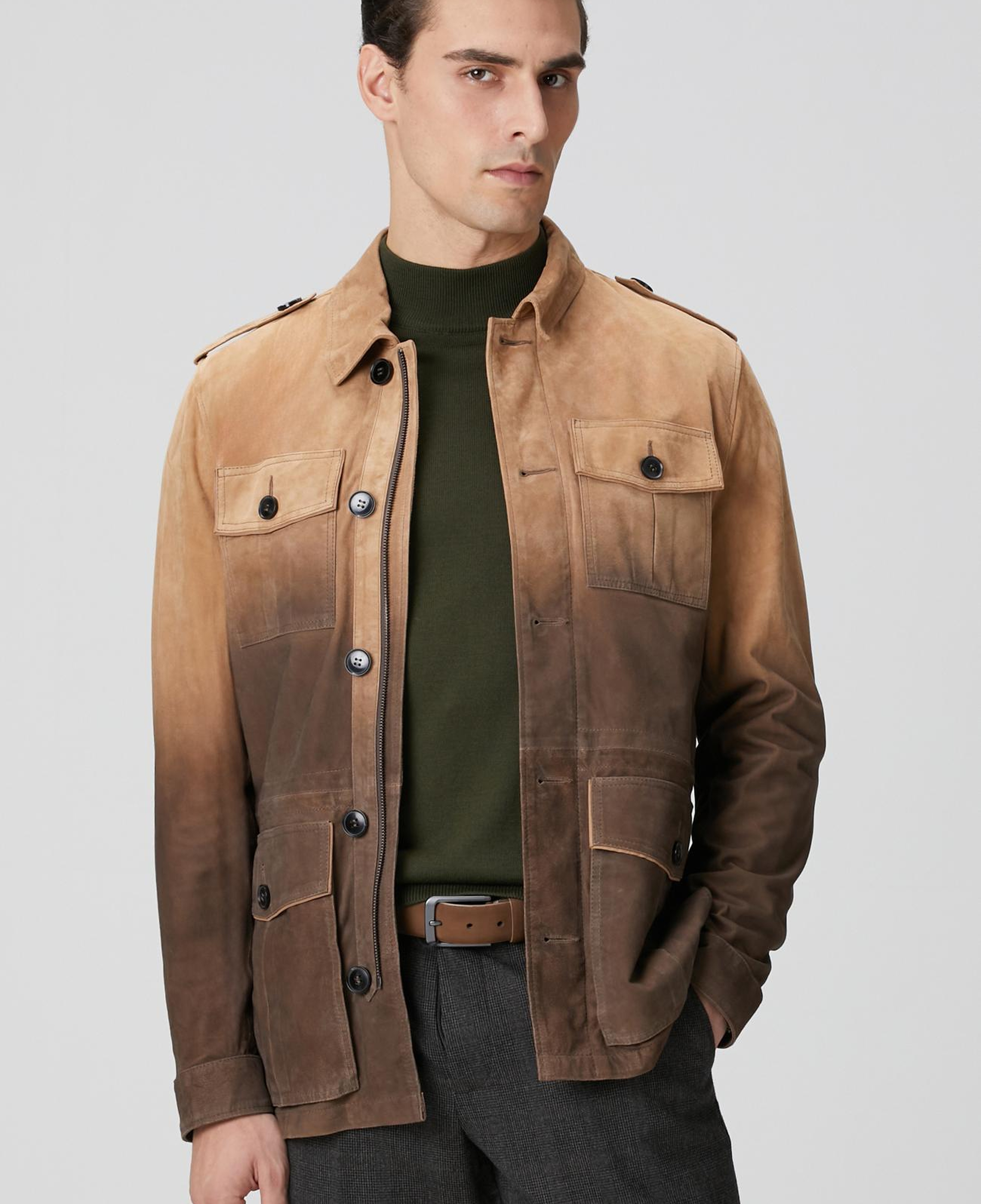 Network Erkek Camel Deri Coat Ceket