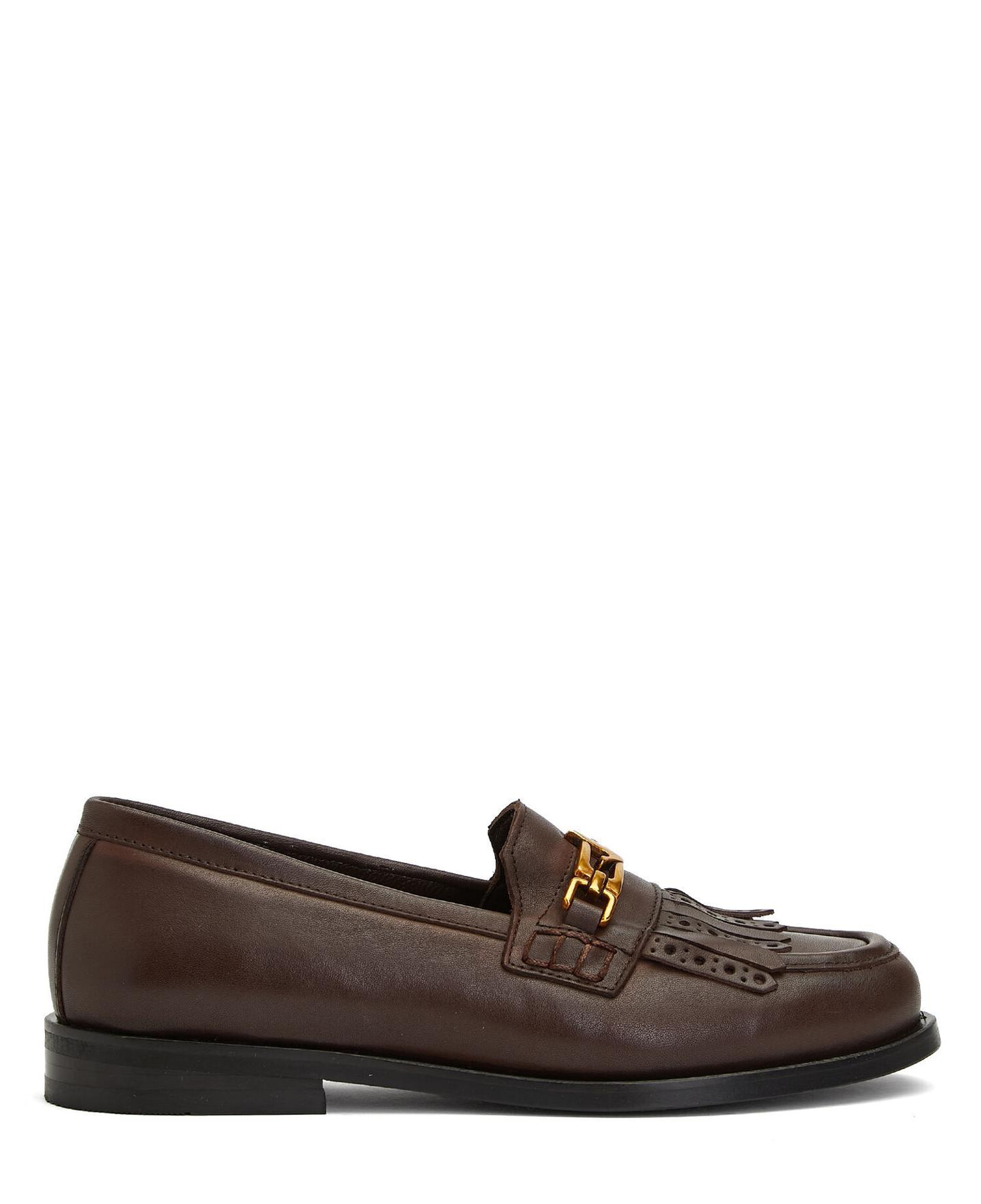 Beymen Club Kadın Kahverengi Zincir Logo Detaylı Deri Loafer
