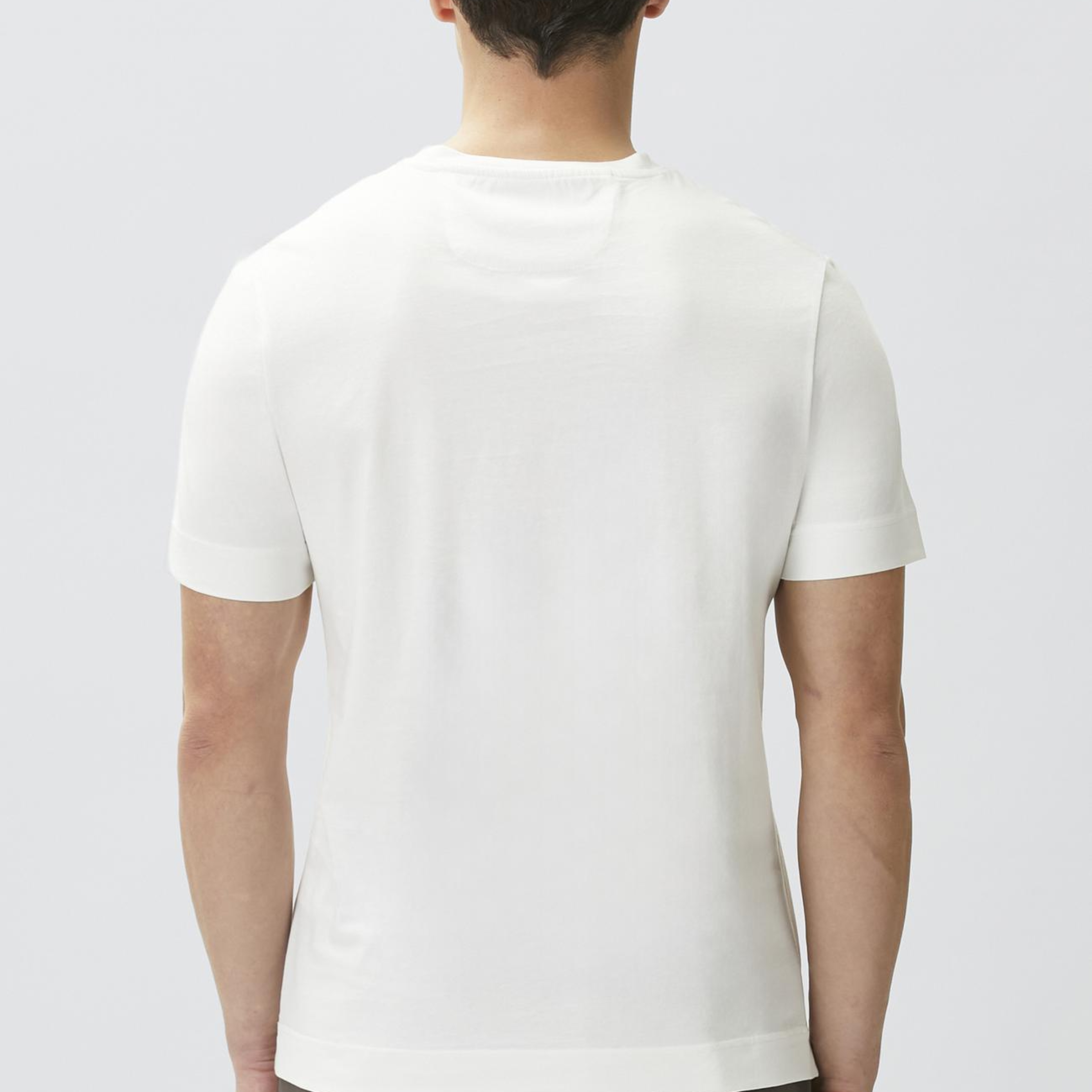 Network Erkek Kırık Beyaz Göğüs Baskı Detaylı T-shirt