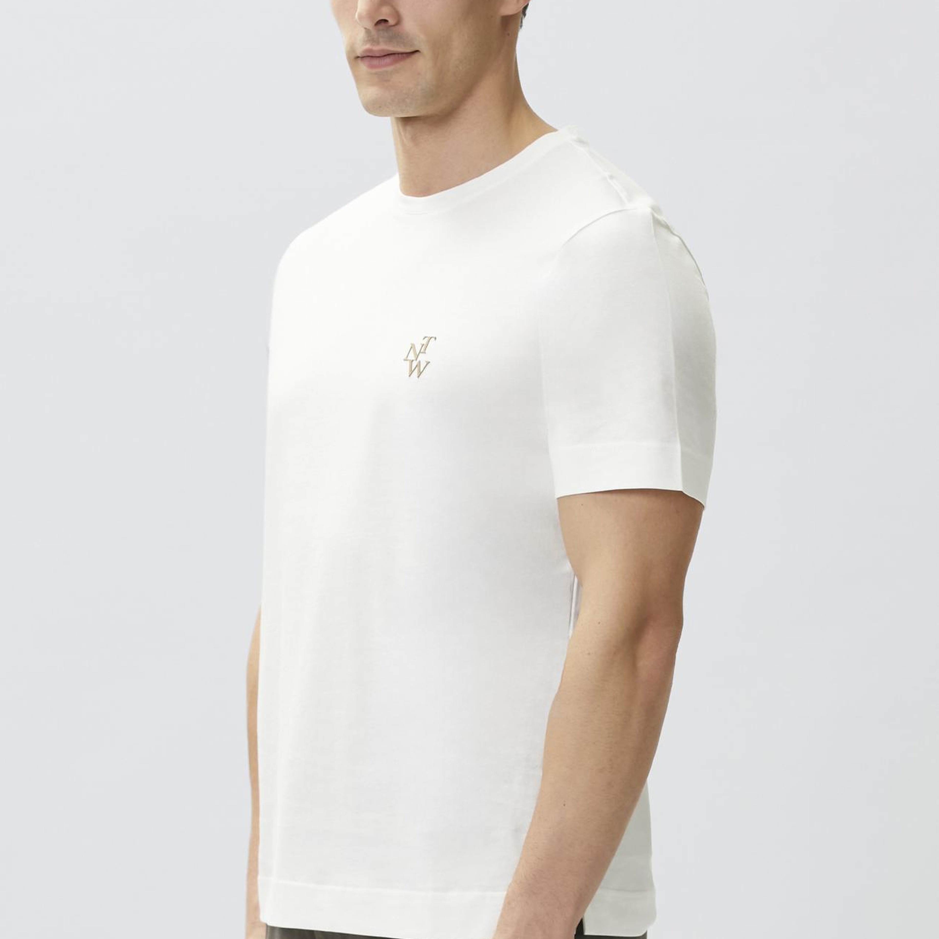 Network Erkek Kırık Beyaz Göğüs Baskı Detaylı T-shirt