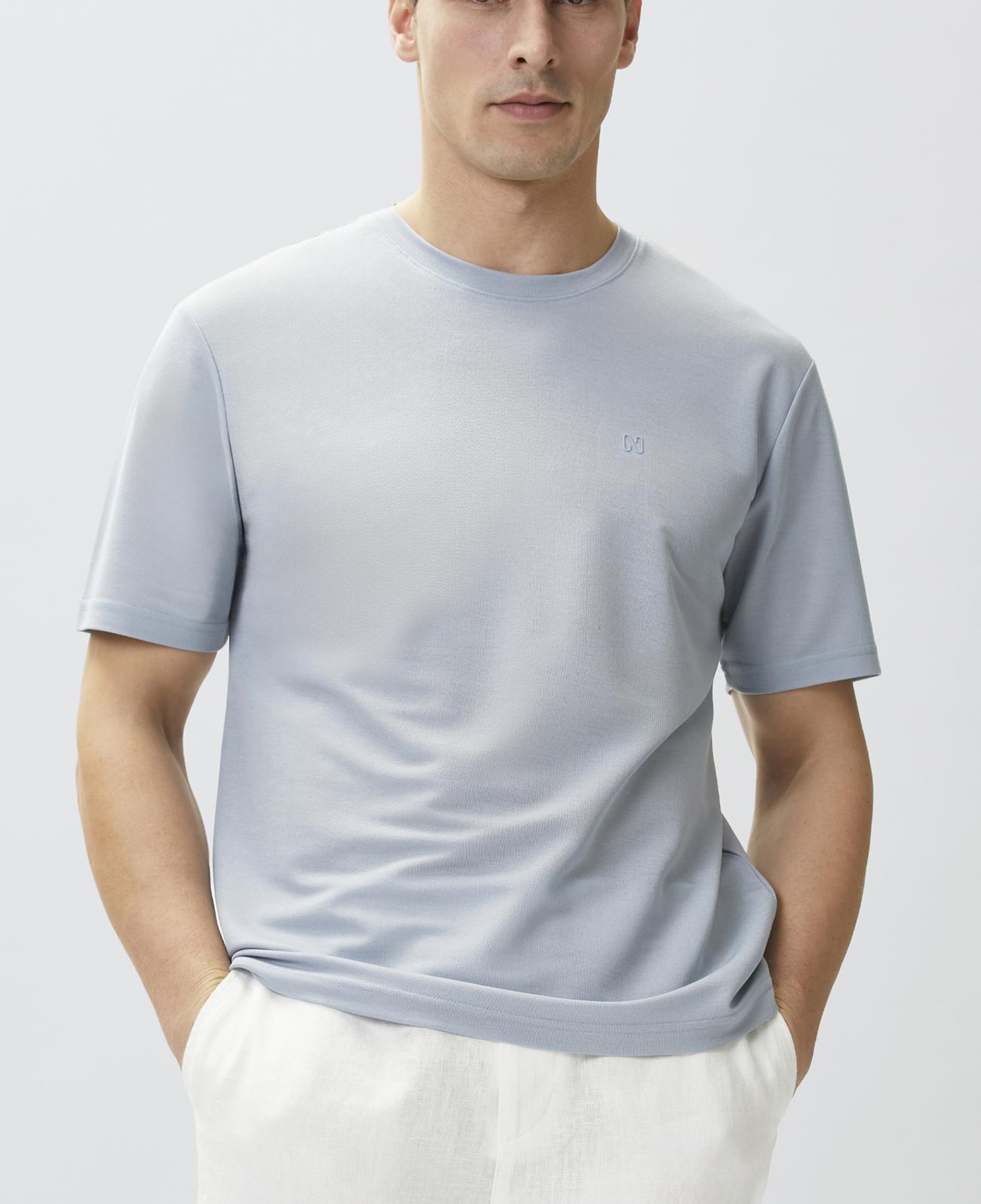 Network Erkek Comfort Fit Açık Mavi Bisiklet Yaka T-shirt