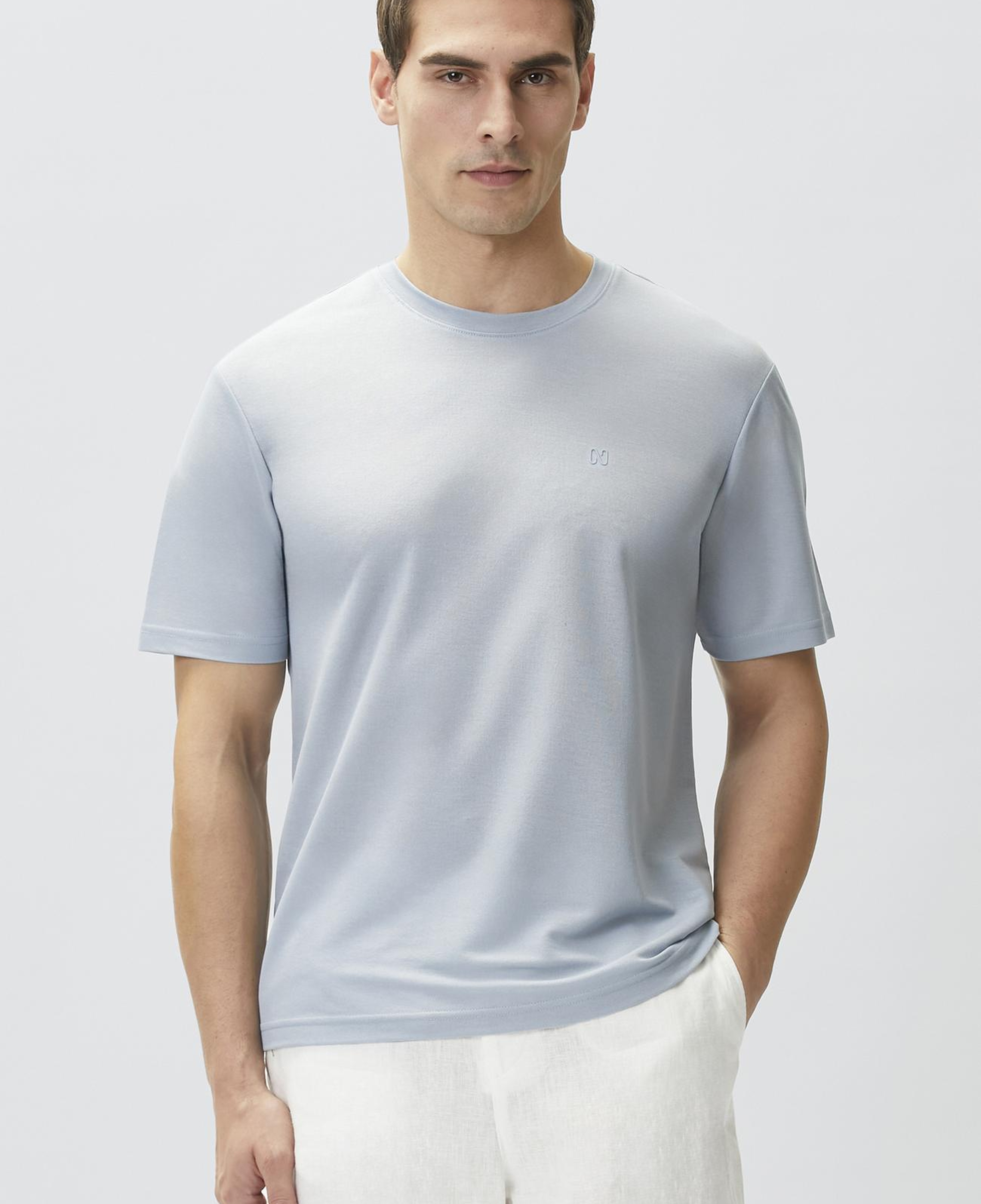 Network Erkek Comfort Fit Açık Mavi Bisiklet Yaka T-shirt