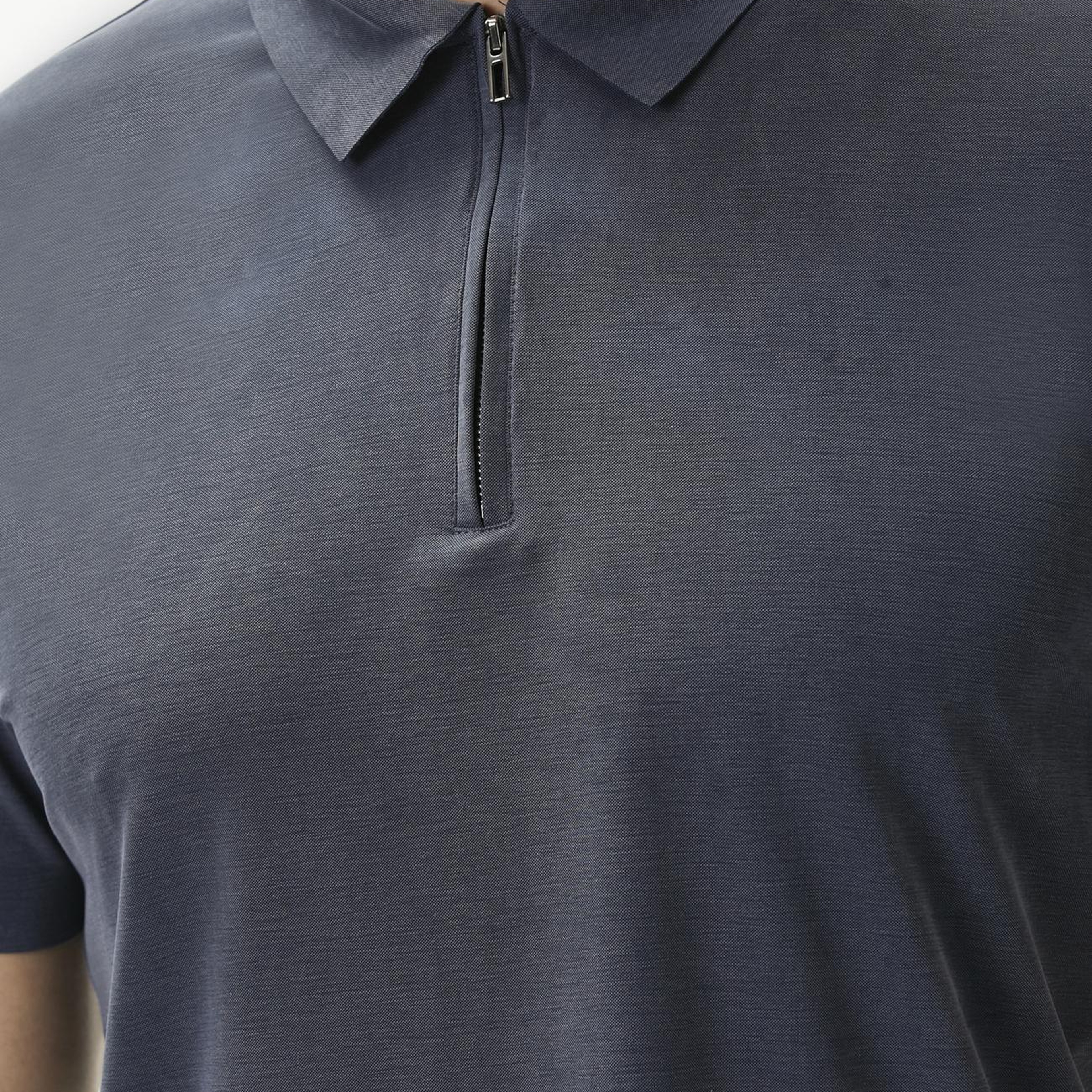 Network Erkek Lacivert Fermuarlı Cupro Modal T-shirt