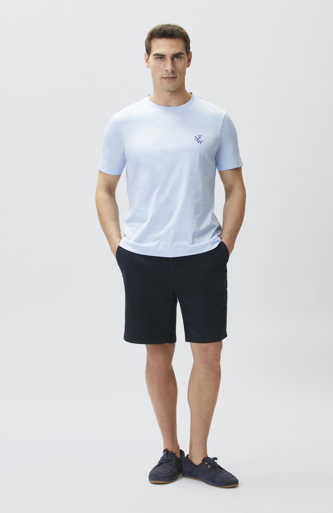 Network Erkek Comfort Fit Açık Mavi Göğüs Baskı Detaylı T-shirt