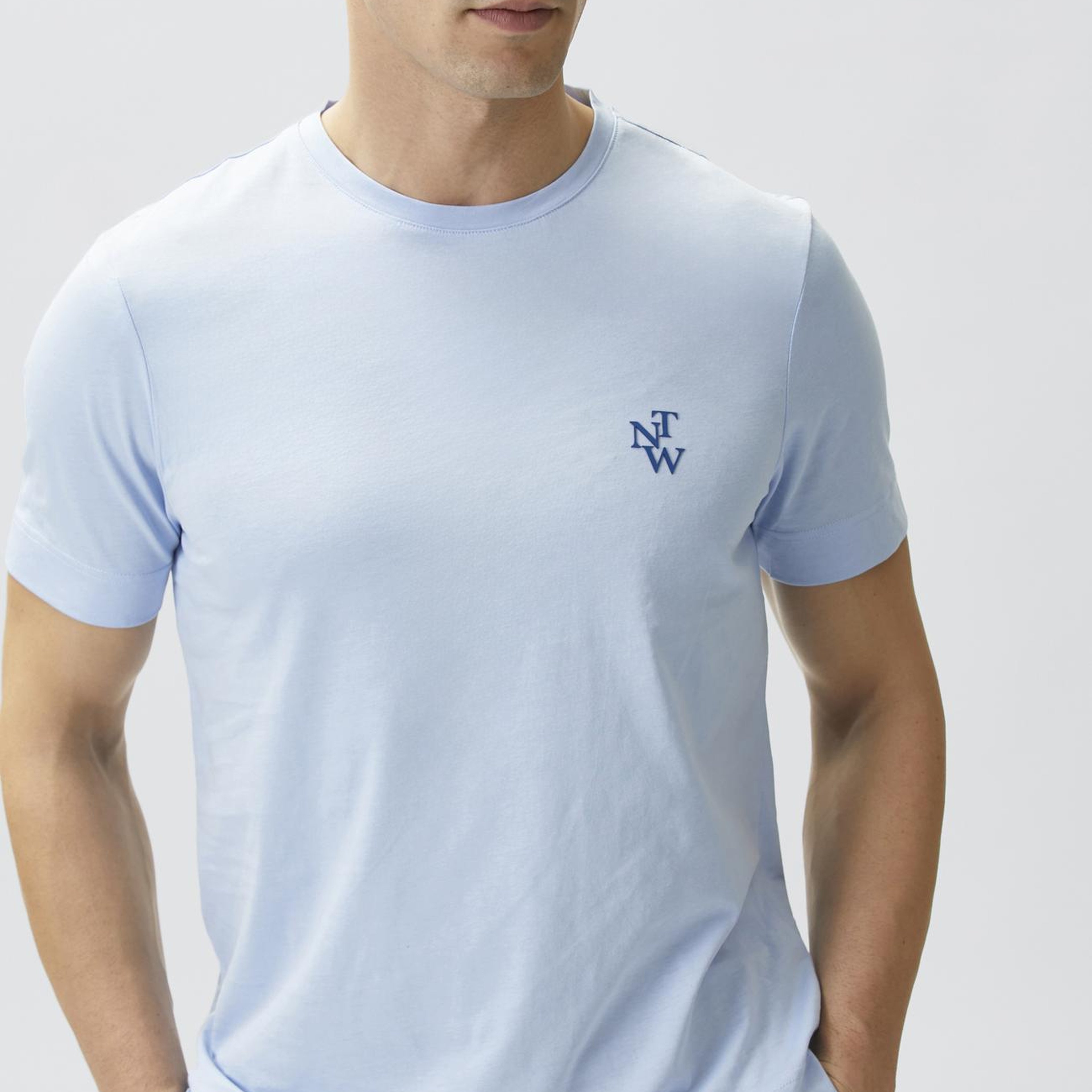 Network Erkek Comfort Fit Açık Mavi Göğüs Baskı Detaylı T-shirt