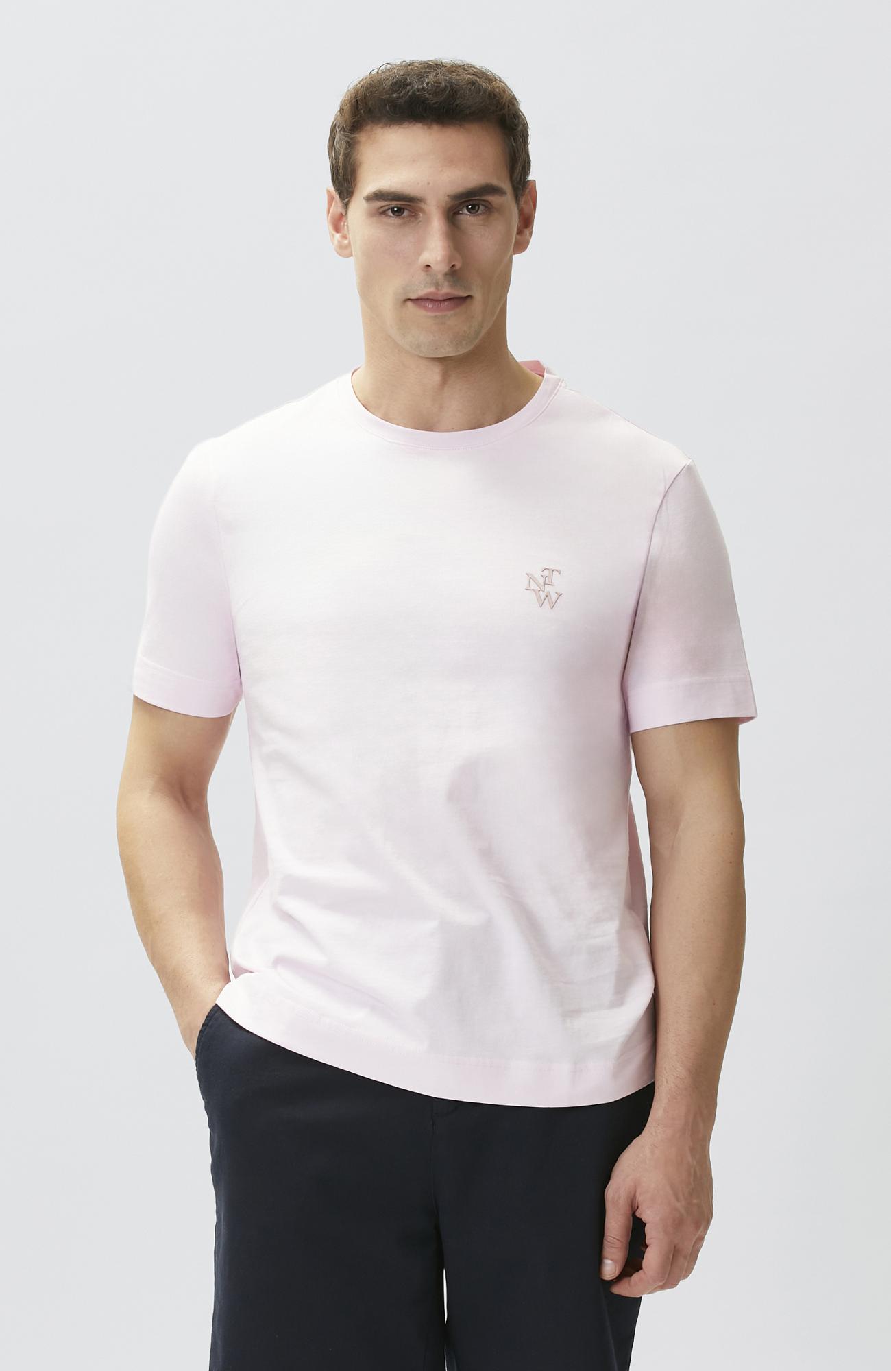 Network Erkek Comfort Fit Pembe Göğüs Baskı Detaylı T-shirt