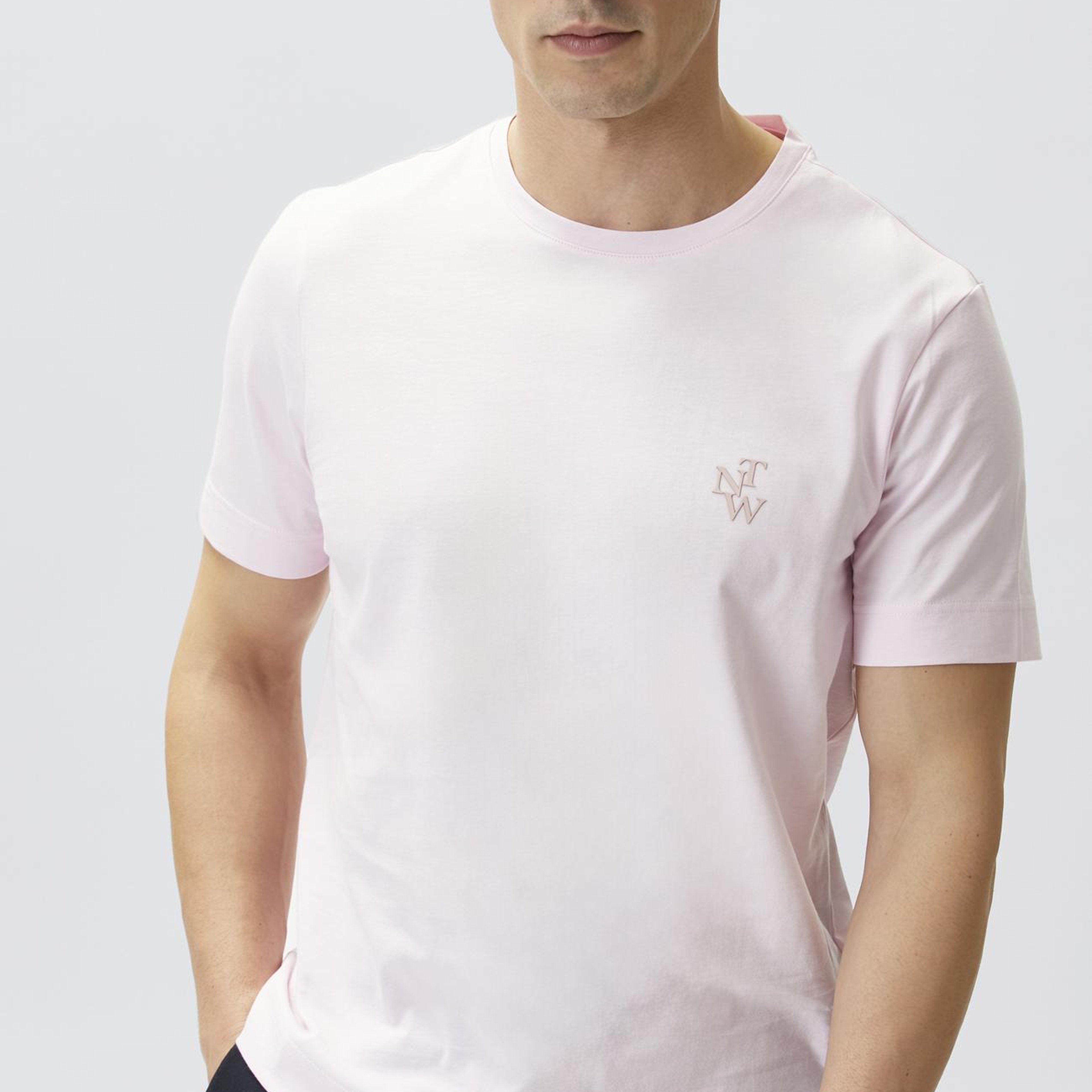 Network Erkek Comfort Fit Pembe Göğüs Baskı Detaylı T-shirt