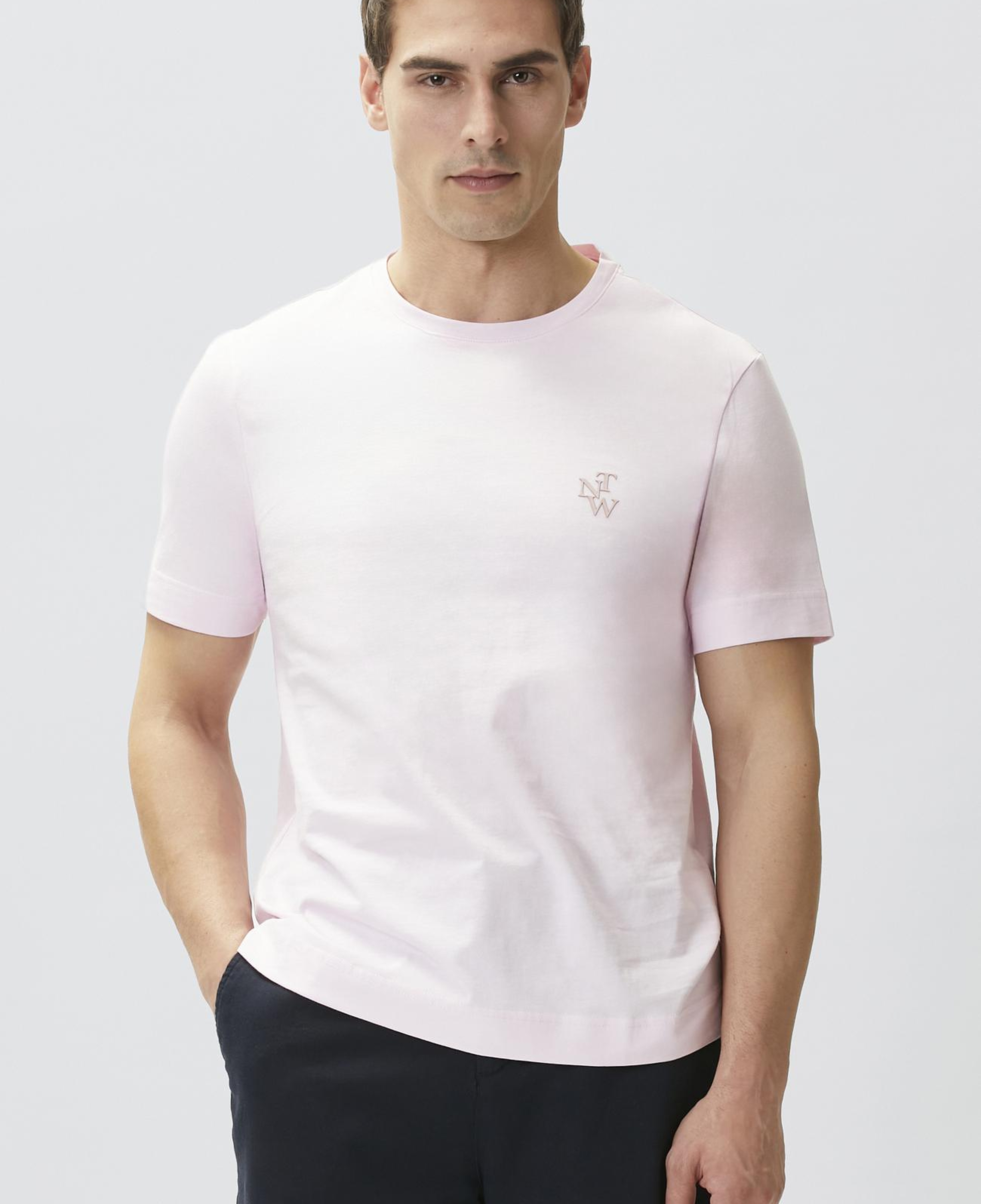 Network Erkek Comfort Fit Pembe Göğüs Baskı Detaylı T-shirt