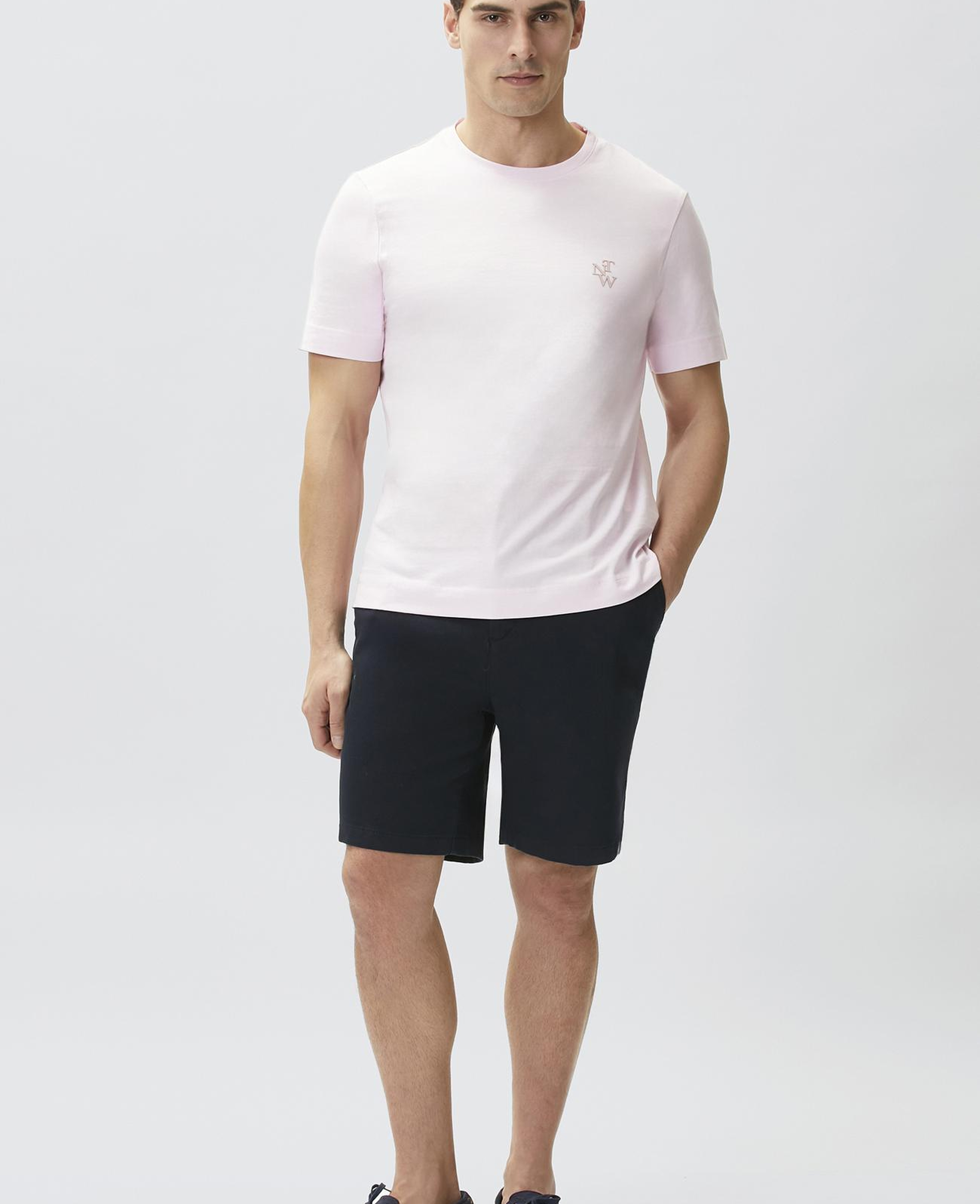 Network Erkek Comfort Fit Pembe Göğüs Baskı Detaylı T-shirt