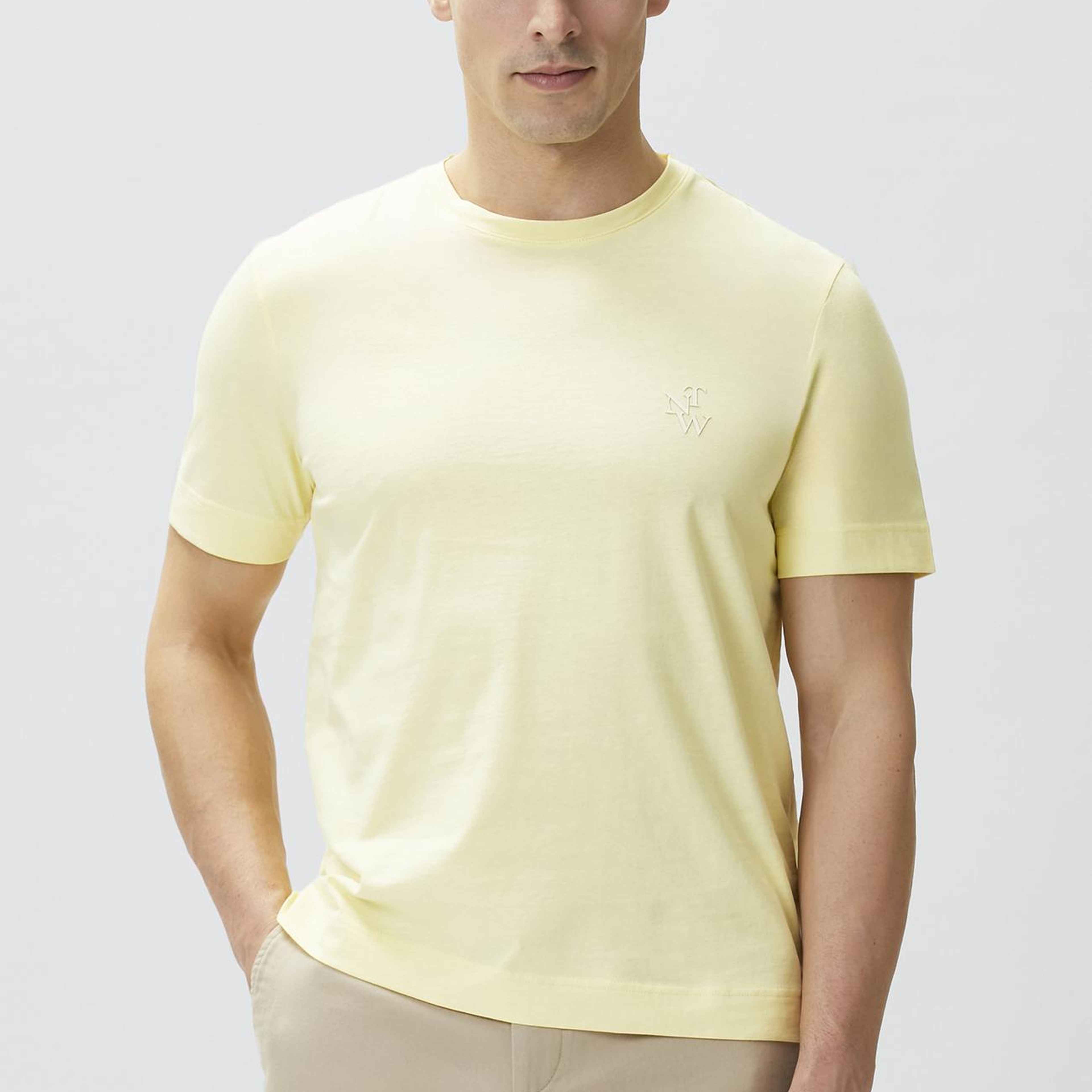 Network Erkek Comfort Fit Sarı Göğüs Baskı Detaylı T-shirt