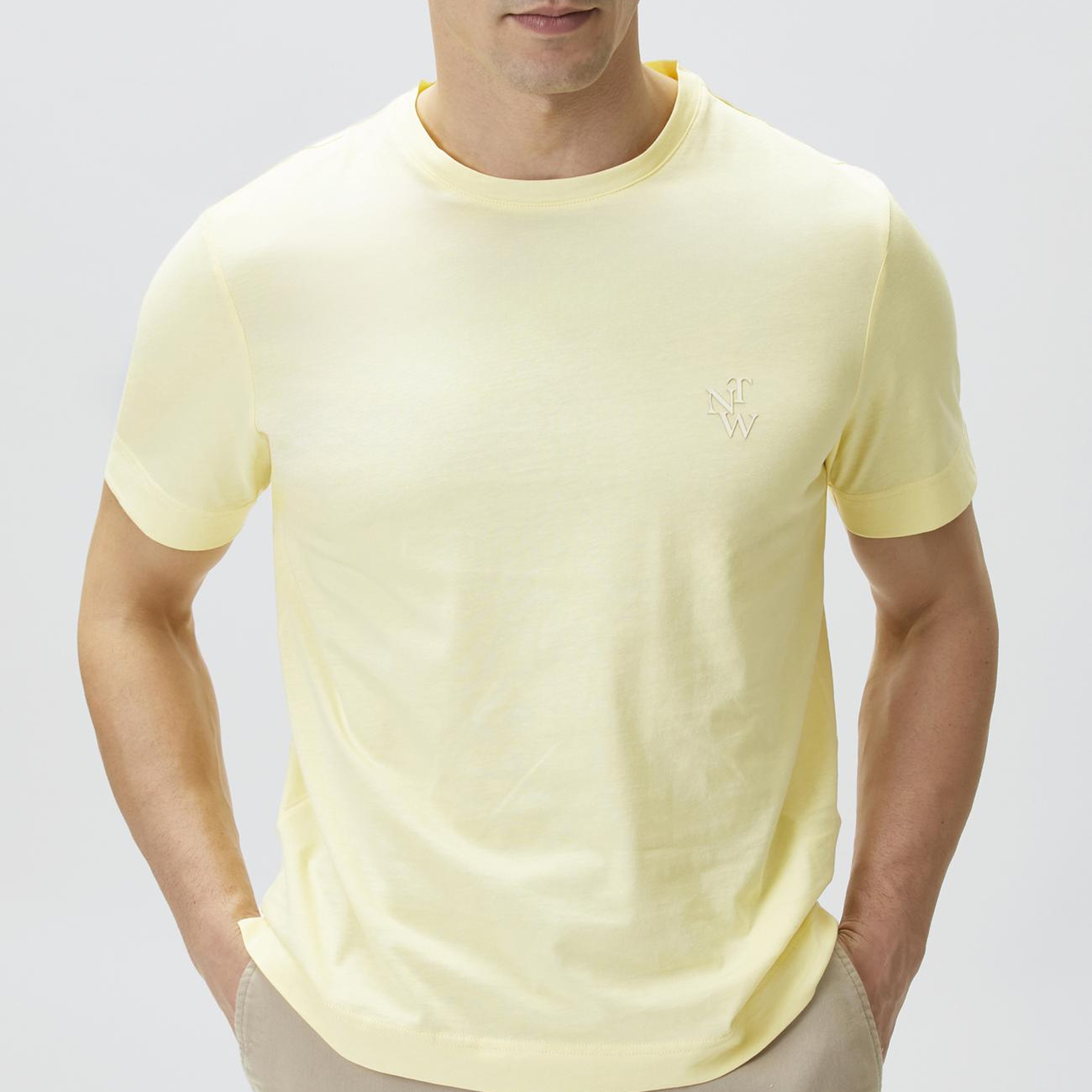 Network Erkek Comfort Fit Sarı Göğüs Baskı Detaylı T-shirt