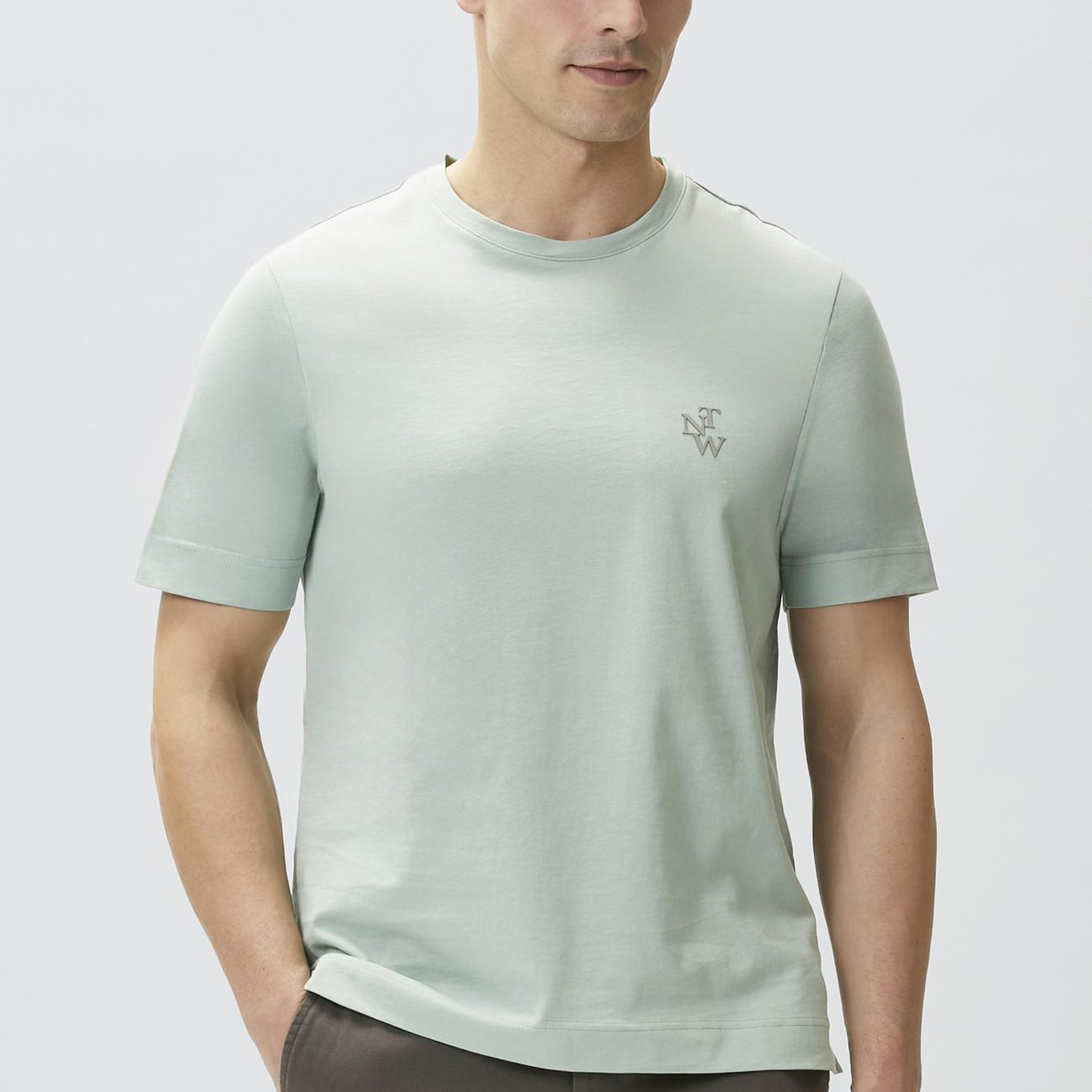 Network Erkek Comfort Fit Mint Göğüs Baskı Detaylı T-shirt