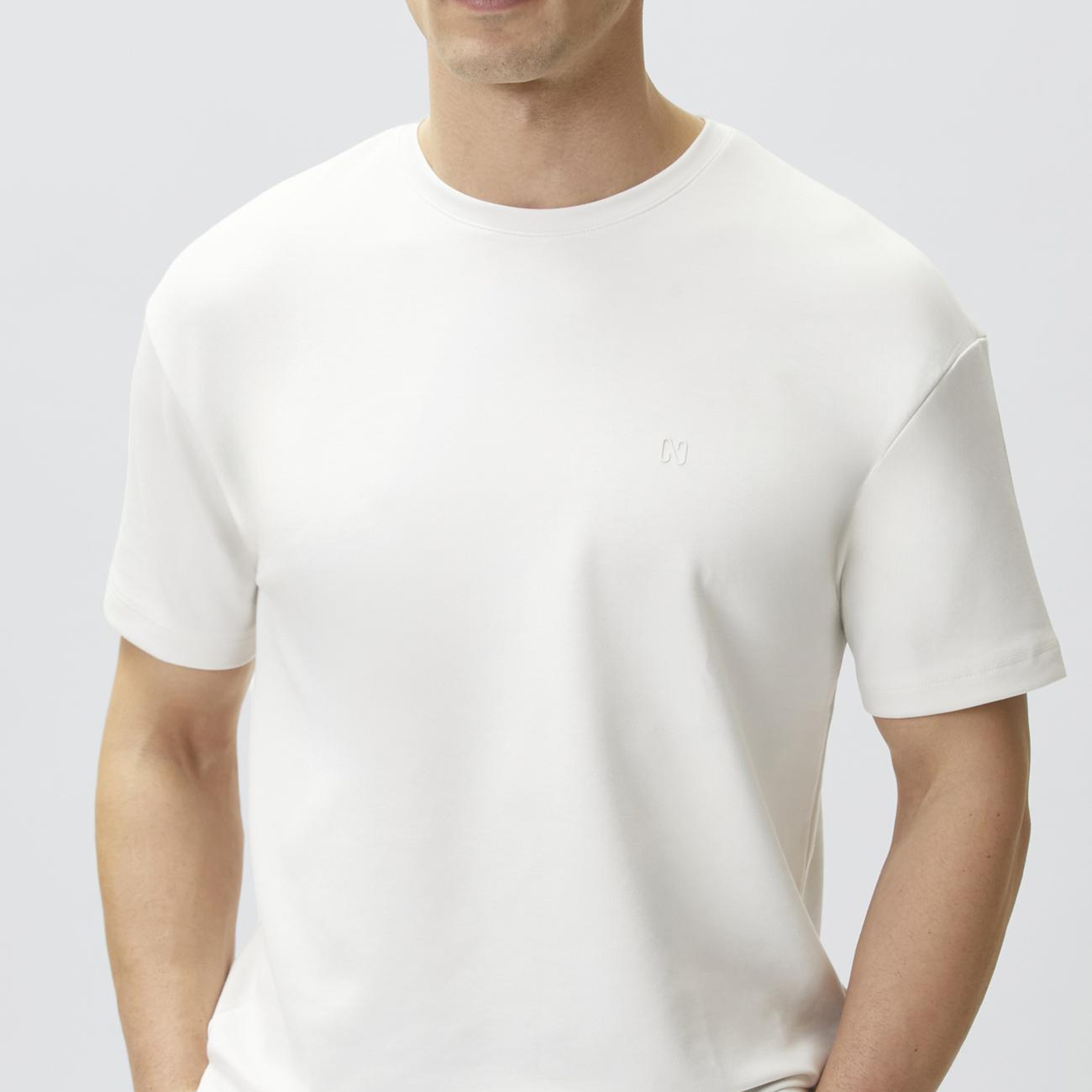 Network Erkek Comfort Fit Basic Kırık Beyaz T-shirt