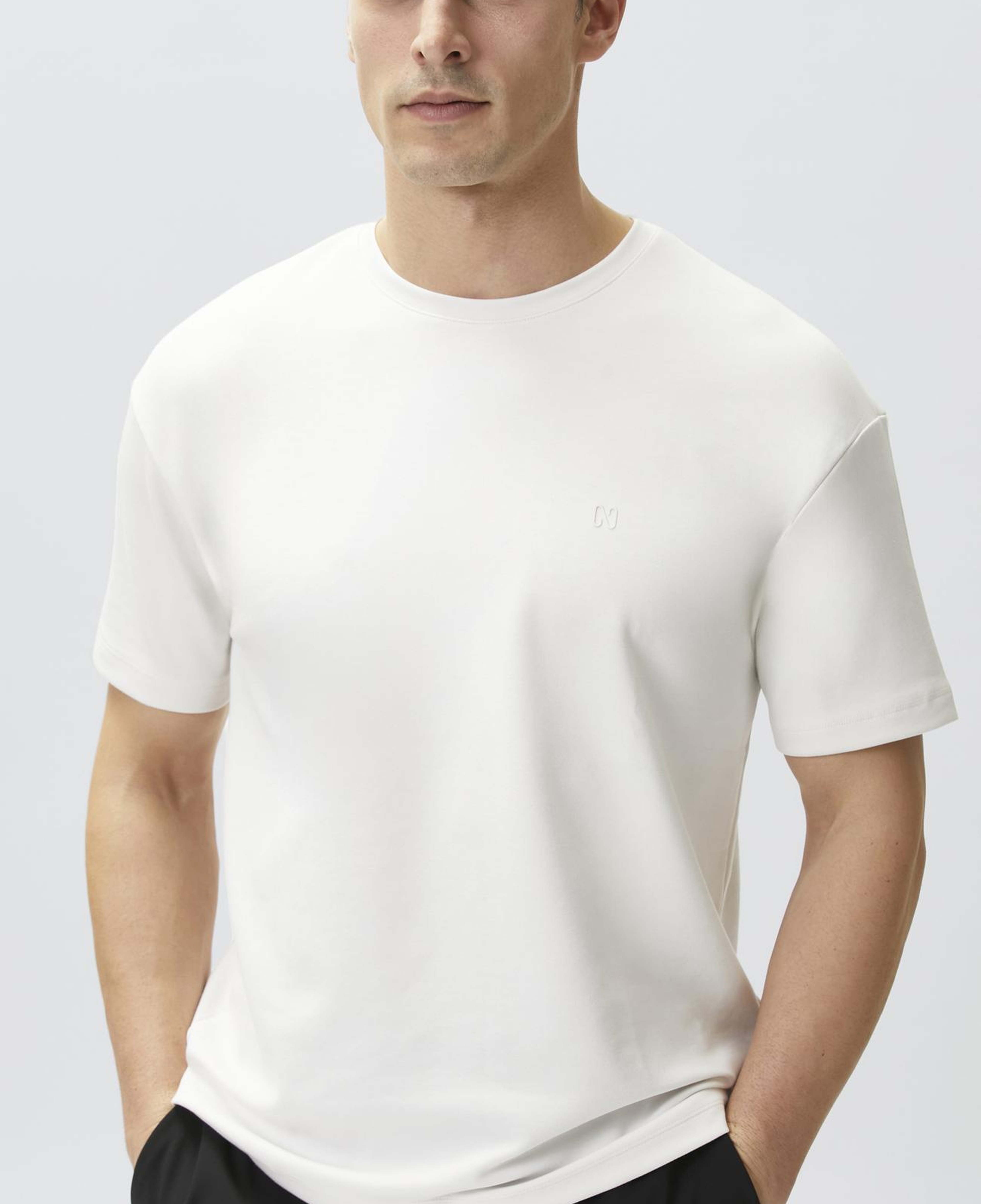 Network Erkek Comfort Fit Basic Kırık Beyaz T-shirt