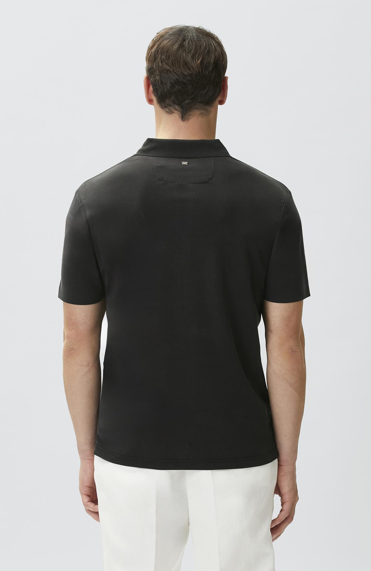 Network Erkek Siyah Fermuarlı Cupro Modal T-shirt