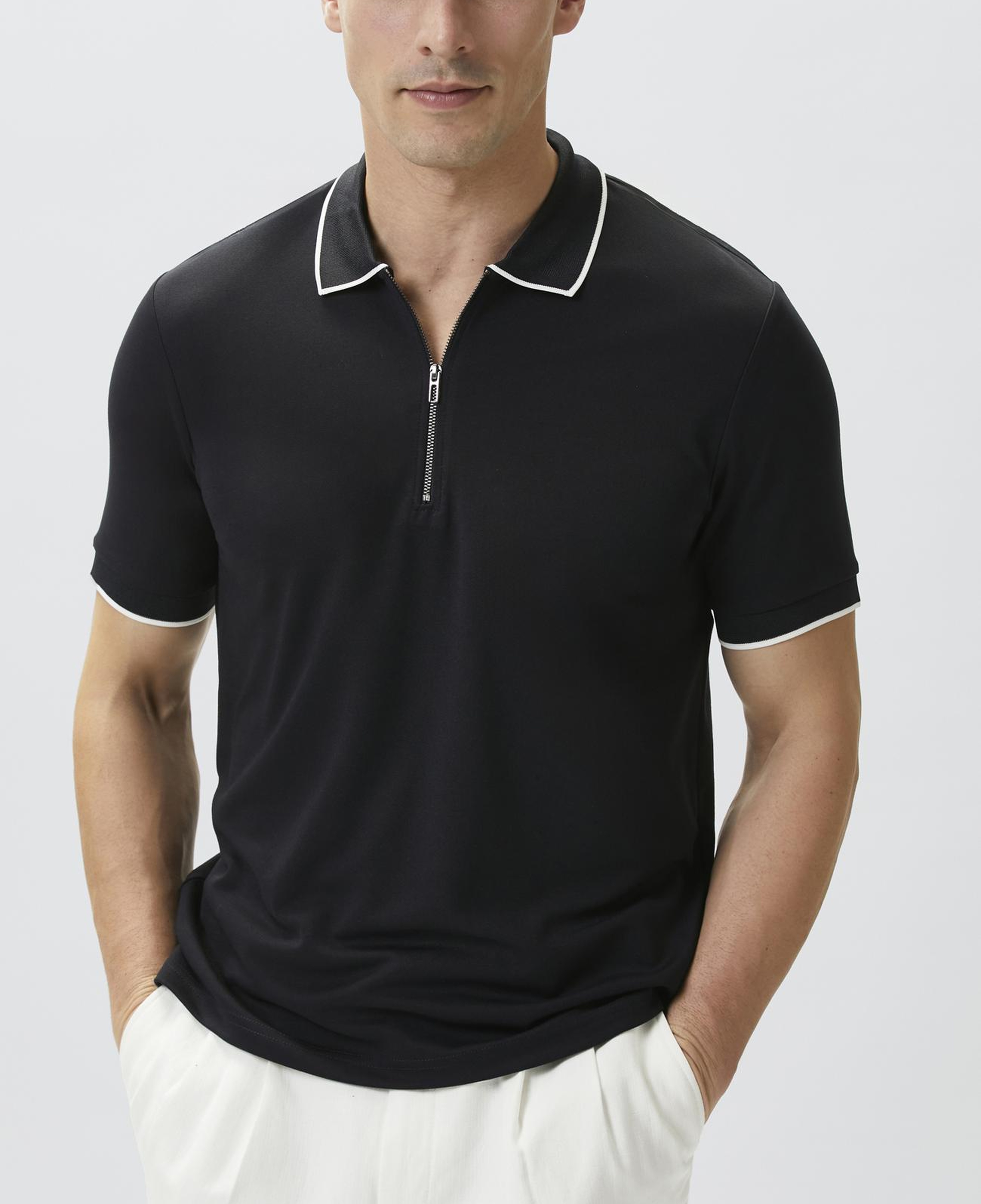 Network Erkek Lacivert Polo Yaka Pike Desen T-shirt