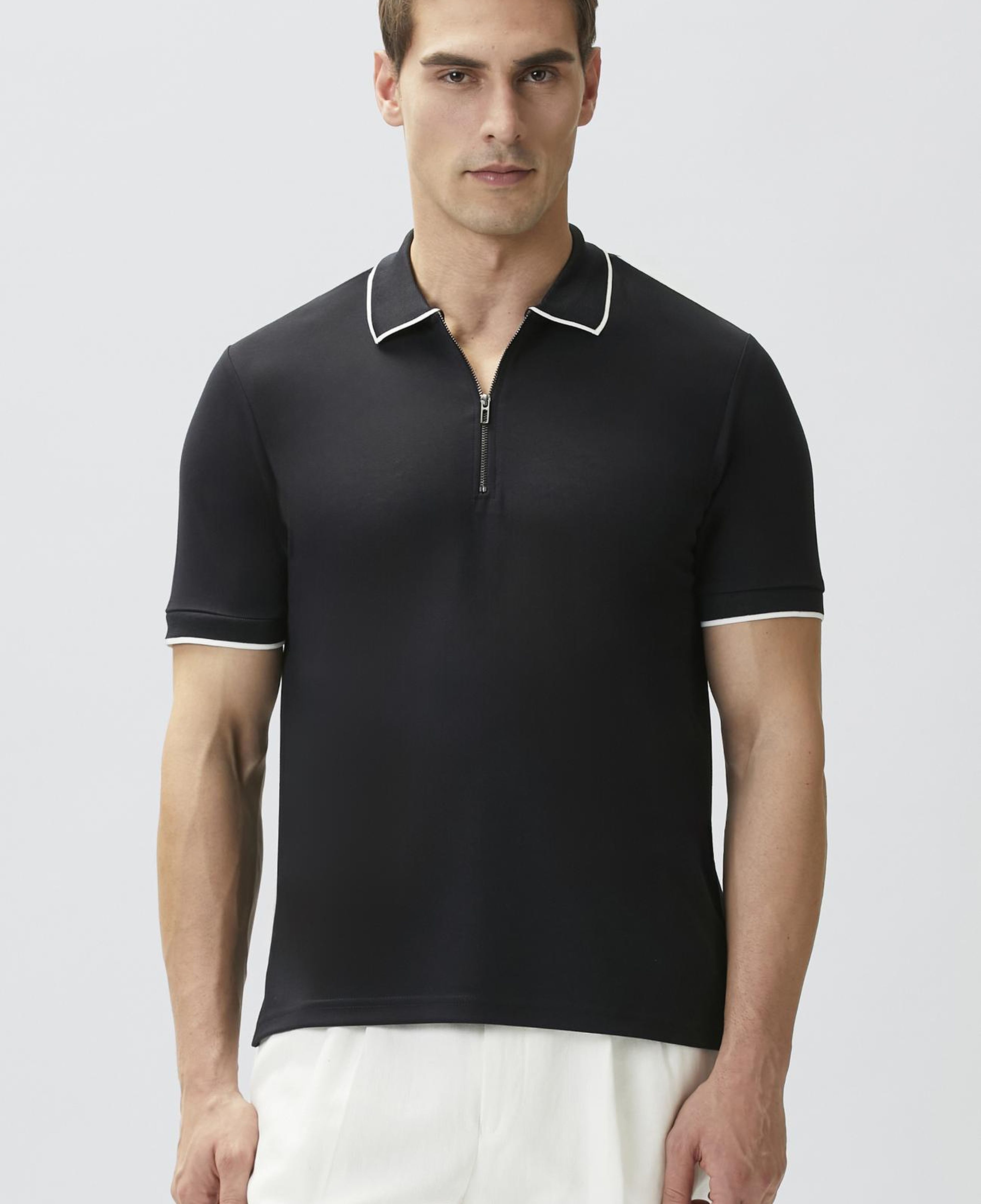 Network Erkek Lacivert Polo Yaka Pike Desen T-shirt