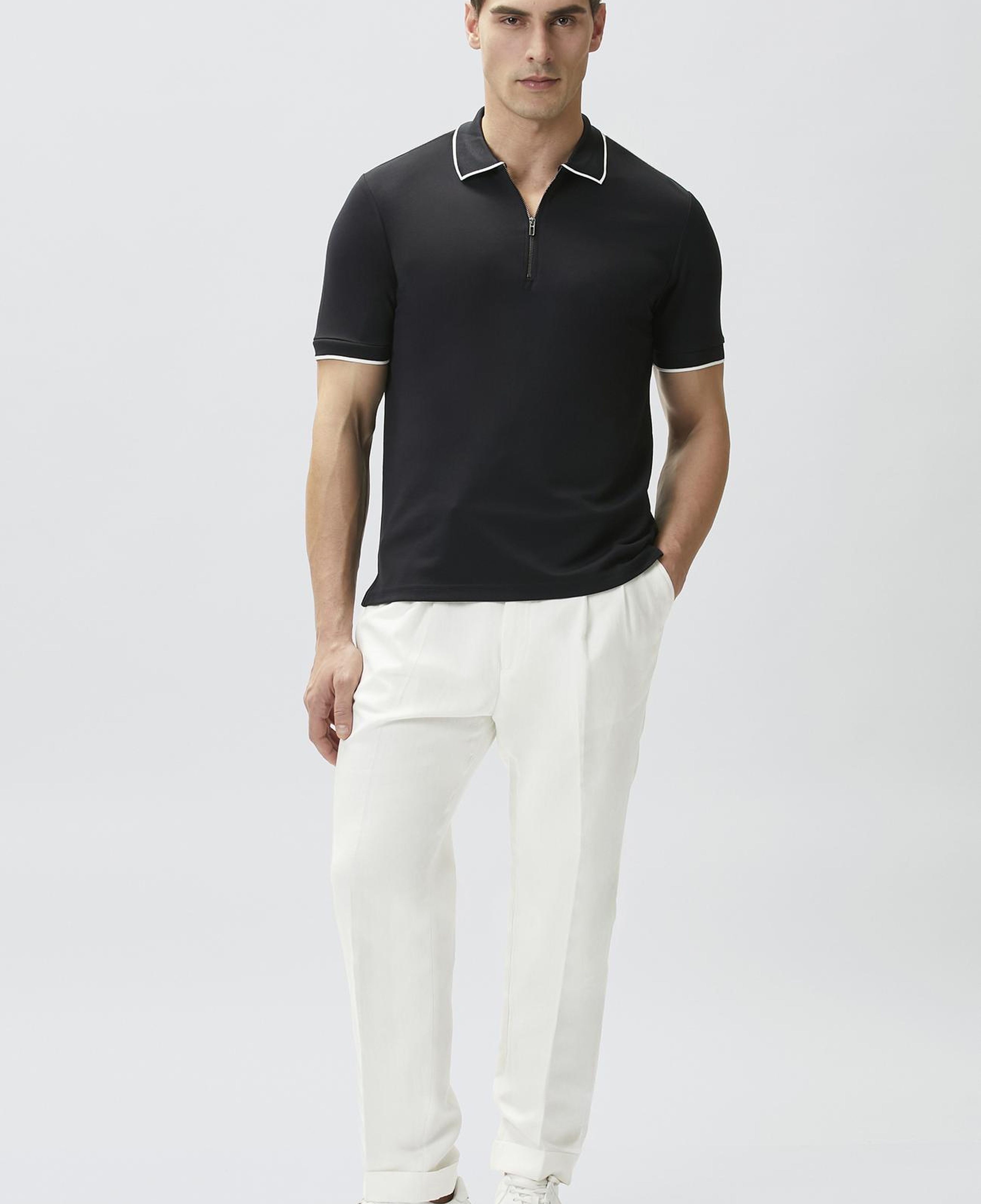 Network Erkek Lacivert Polo Yaka Pike Desen T-shirt