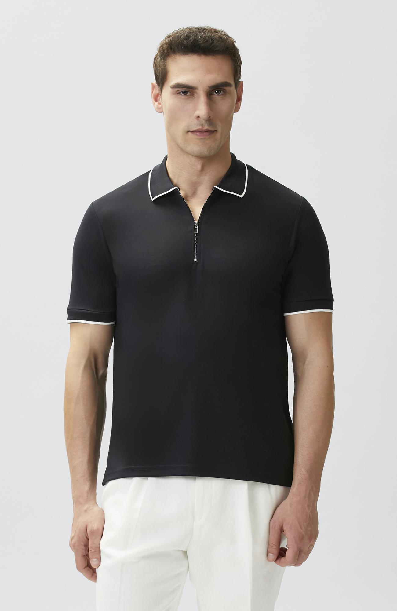 Network Erkek Lacivert Polo Yaka Pike Desen T-shirt