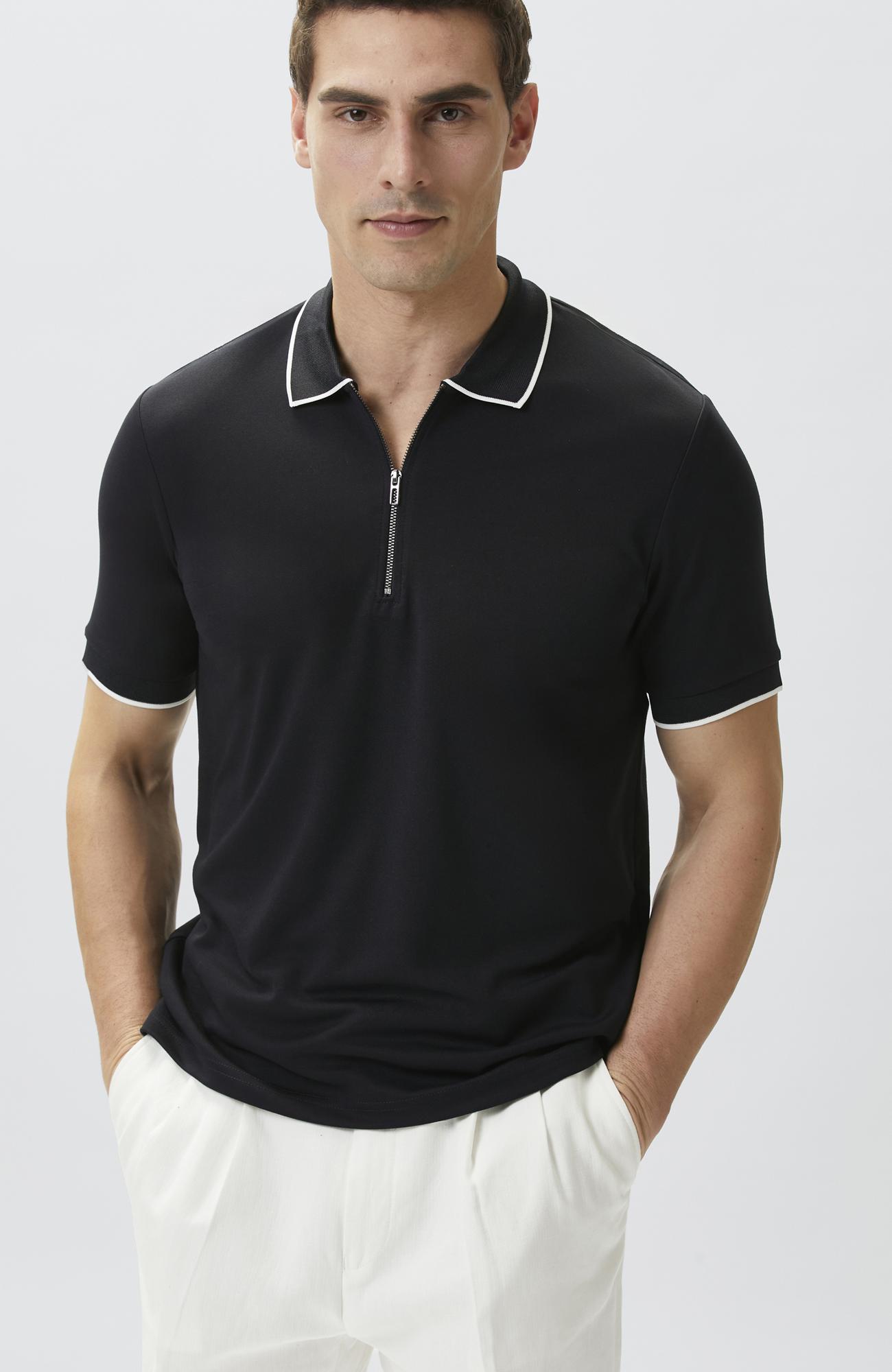 Network Erkek Lacivert Polo Yaka Pike Desen T-shirt