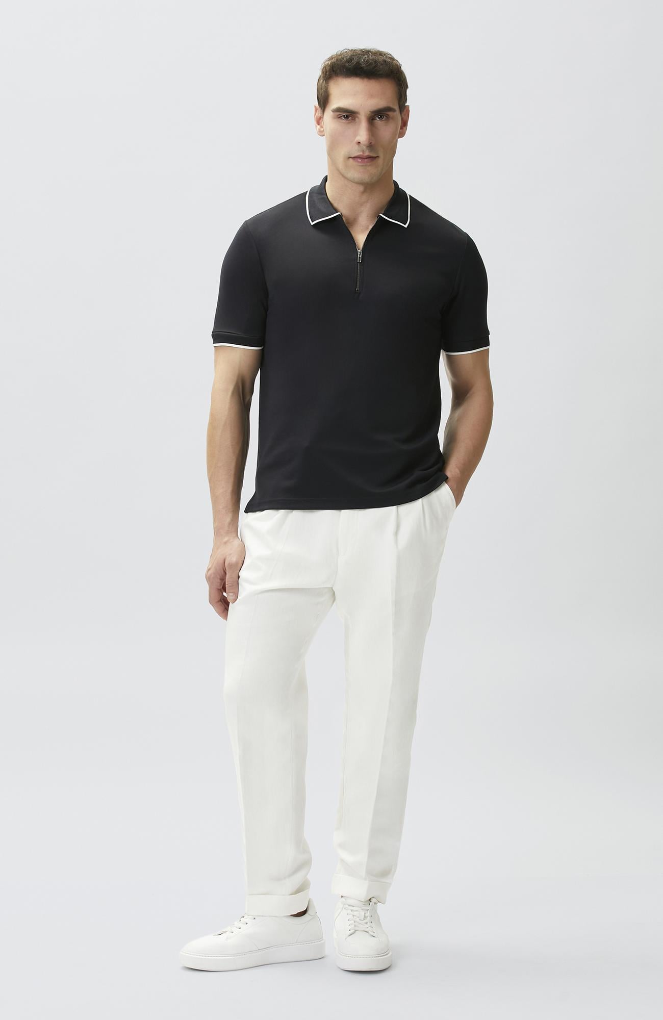 Network Erkek Lacivert Polo Yaka Pike Desen T-shirt