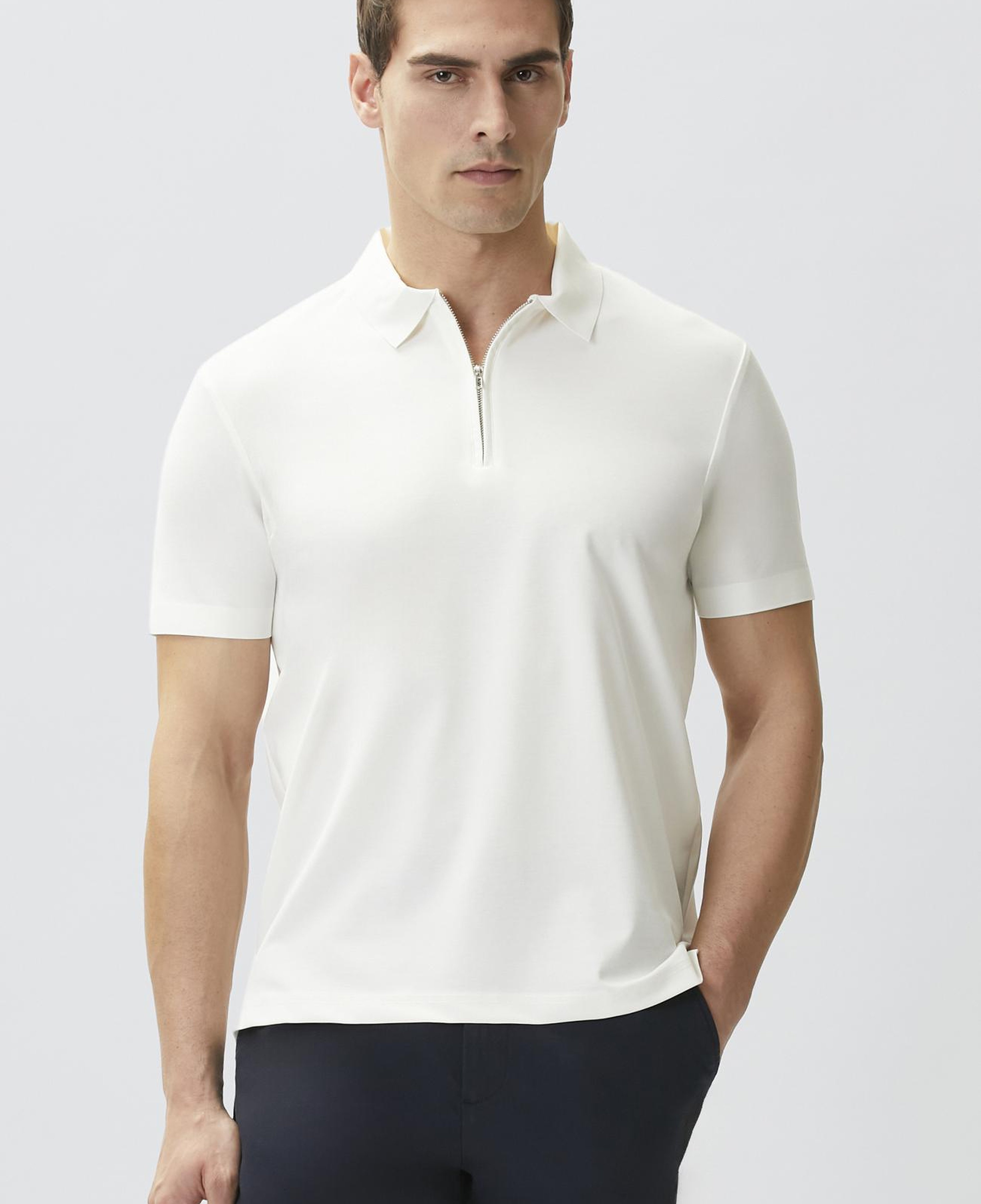 Network Erkek Beyaz Fermuarlı Cupro Modal T-shirt