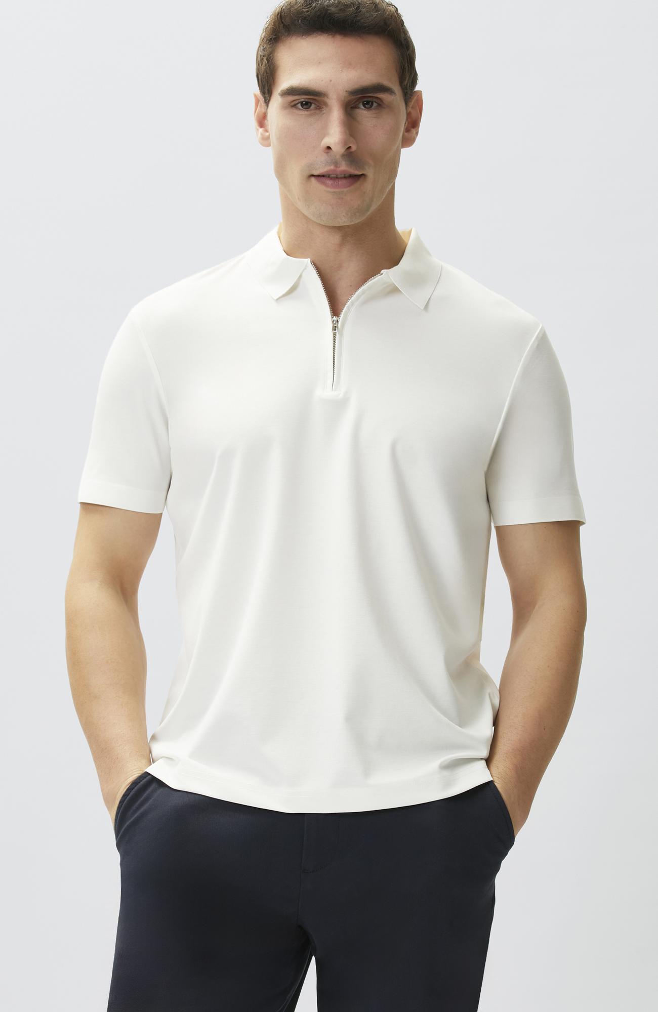 Network Erkek Beyaz Fermuarlı Cupro Modal T-shirt